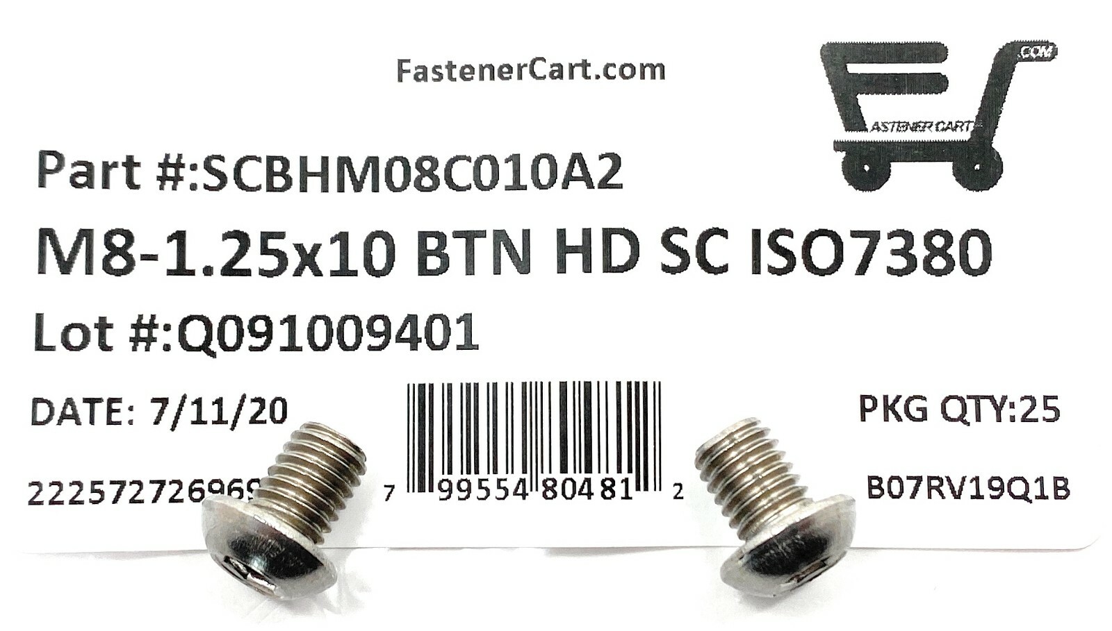 (25) M8 x 1.25 x10 Stainless Steel Button Head Socket Cap Screws ISO7380 M8-1.25
