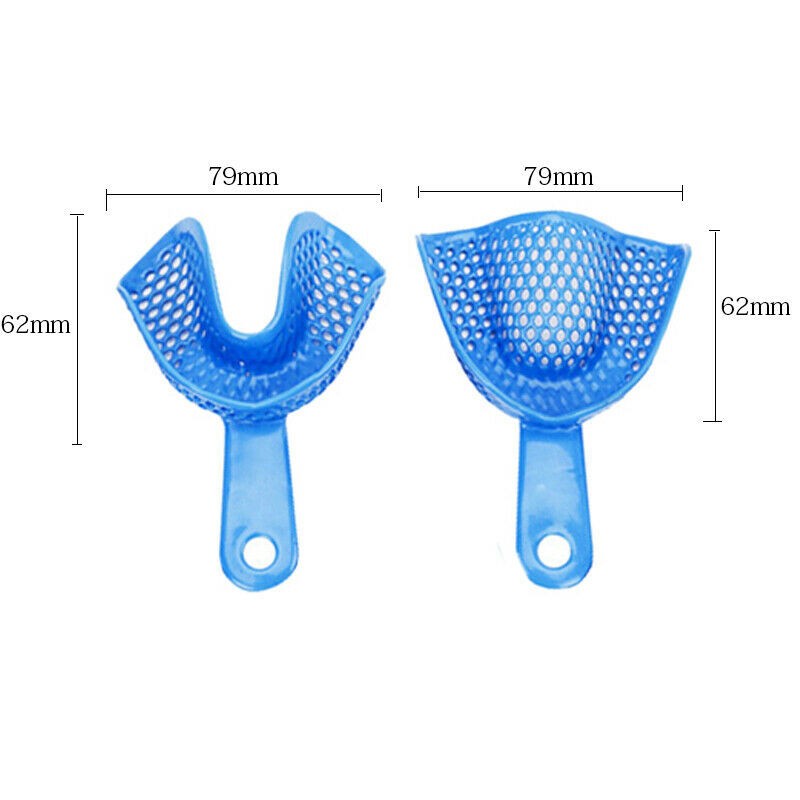 Dental Autoclavable Plastic Steel Impression Trays Denture Blue L/M/S/Q/A Opt