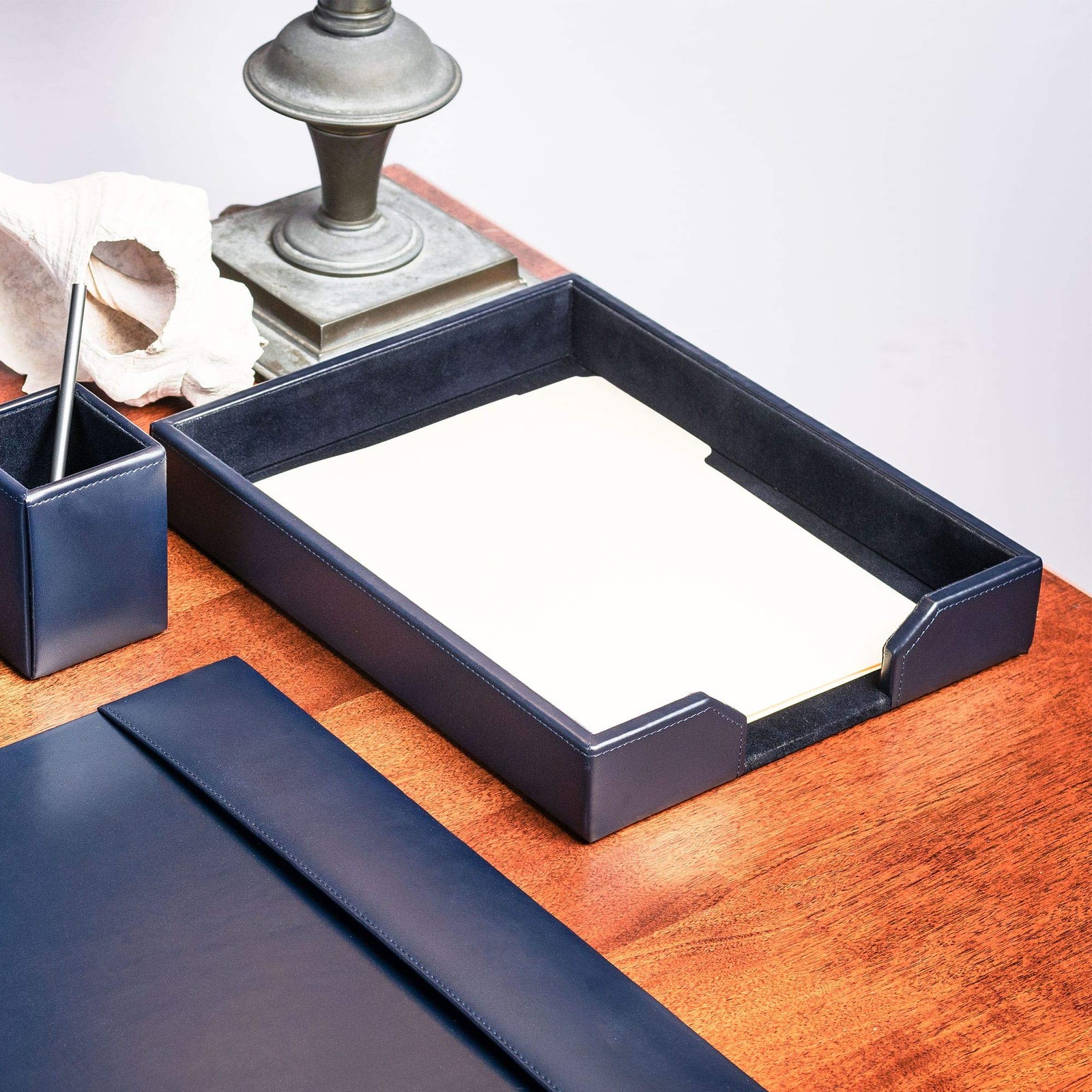 Dacasso Bonded Leather Desktop Letter Tray – Luxury Letter Holder Paper
