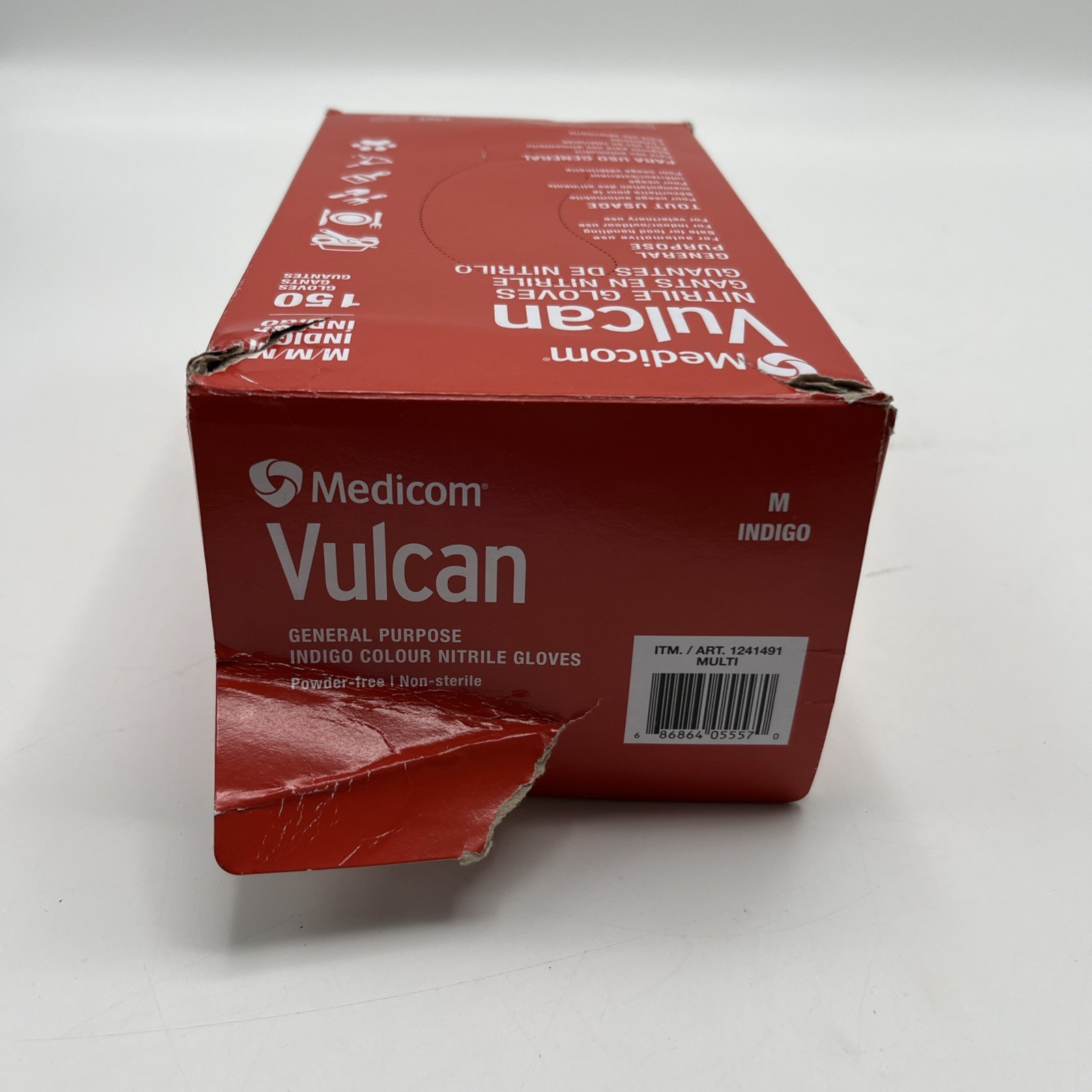 MEDICOM Vulcan Latex-Free Indigo Nitrile Gloves, Size M – 150 Count