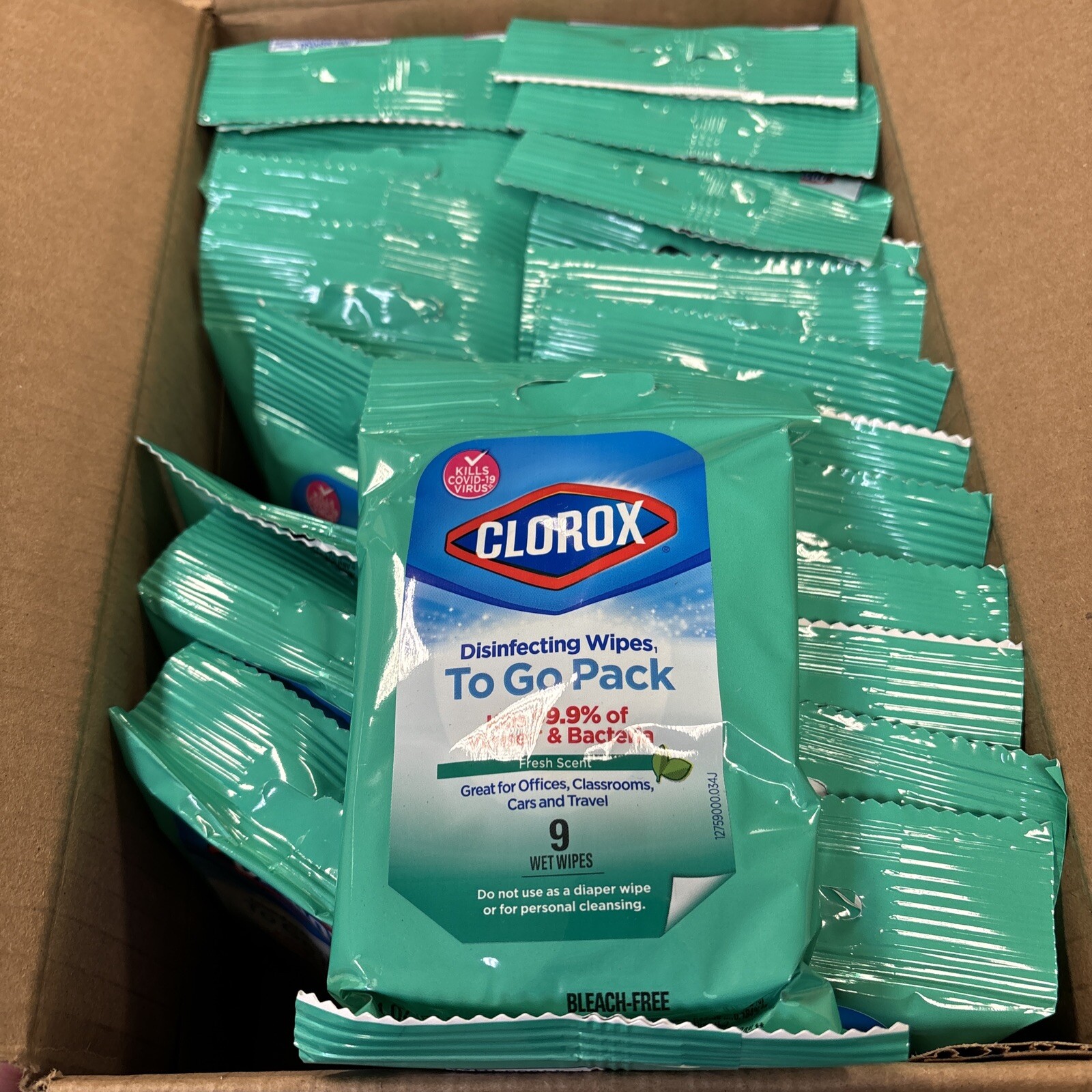 24 PACK Cleaning Wipe TO GO PACK Travel Pack Fresh Scent With 9 Wipes 216 TOTAL
