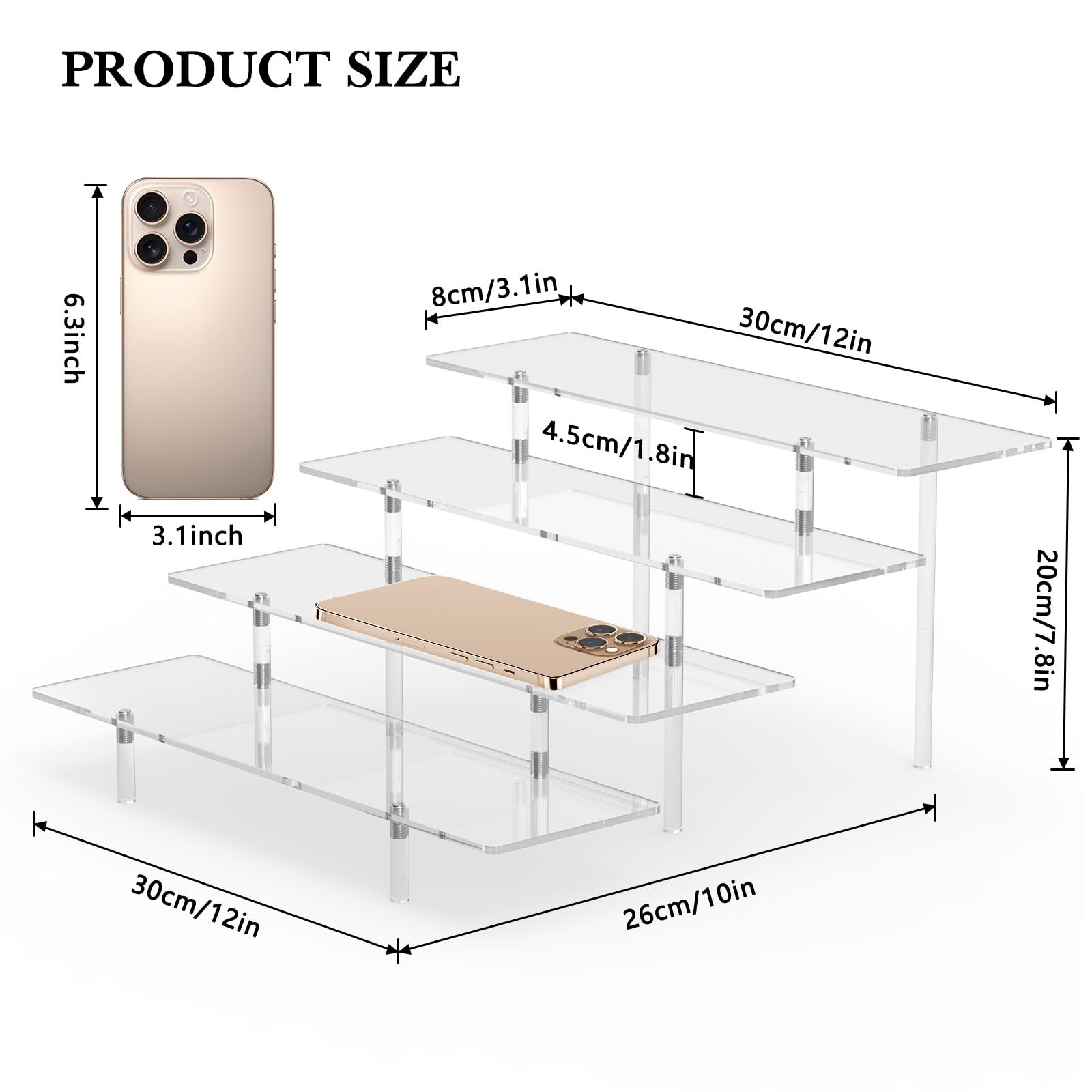 Acrylic Display Riser Stand Shelf Clear 4 Tier Cupcake Stand Perfume Display Hol
