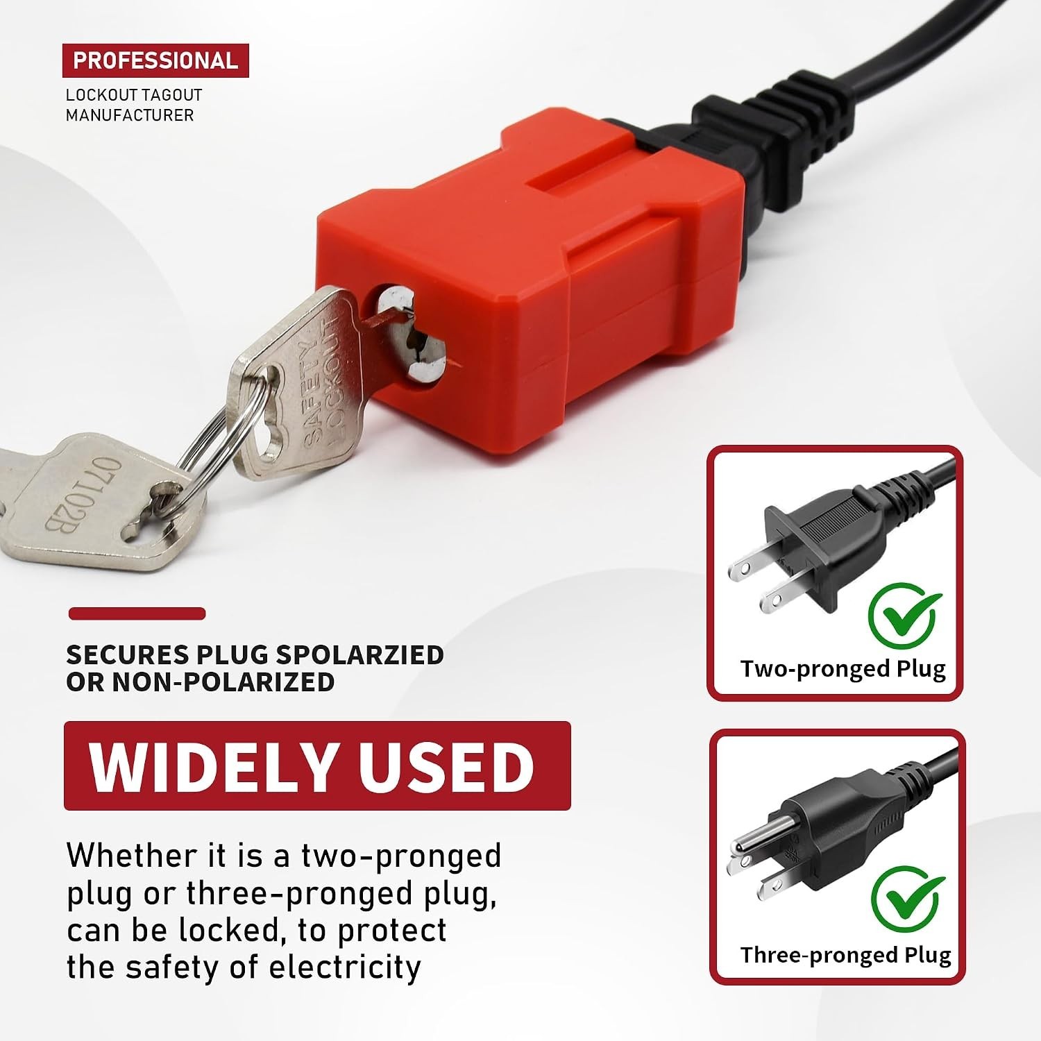 Plug Lock Electrical Cord Plug Lockout Device 2 Pack Locking Safety Lock Fits…