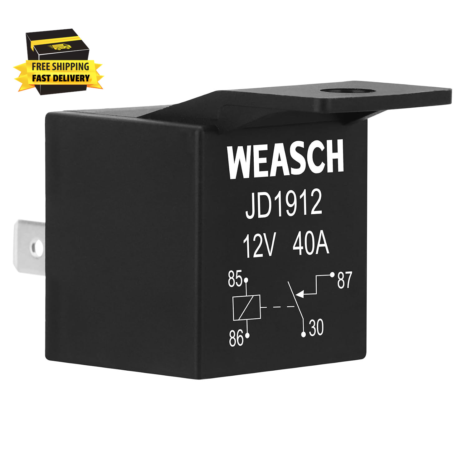2 Pack Car Relay, 12V 40A, 4 Pin SPST, Automotive Switches and Starters, Waterpr