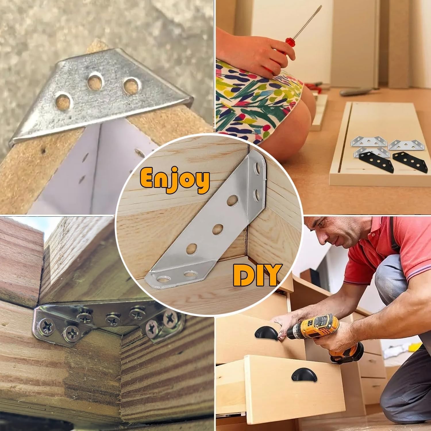 Versatile 20PCS Stainless Steel L Brackets – Ideal for DIY Furniture Projects