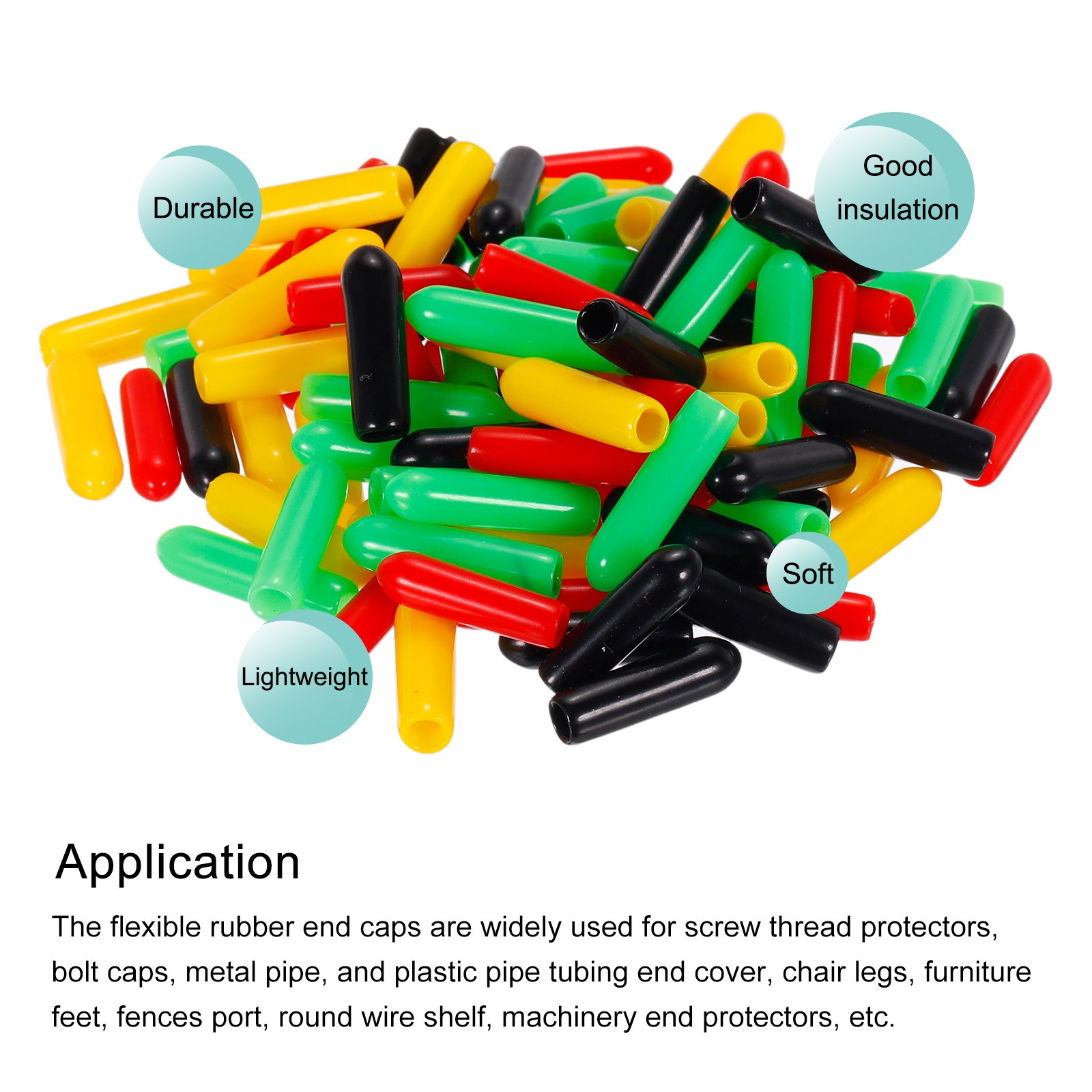 100pcs 1/8″ 3mm Rubber End Caps Cover Assortment Vinyl Screw Thread Protector