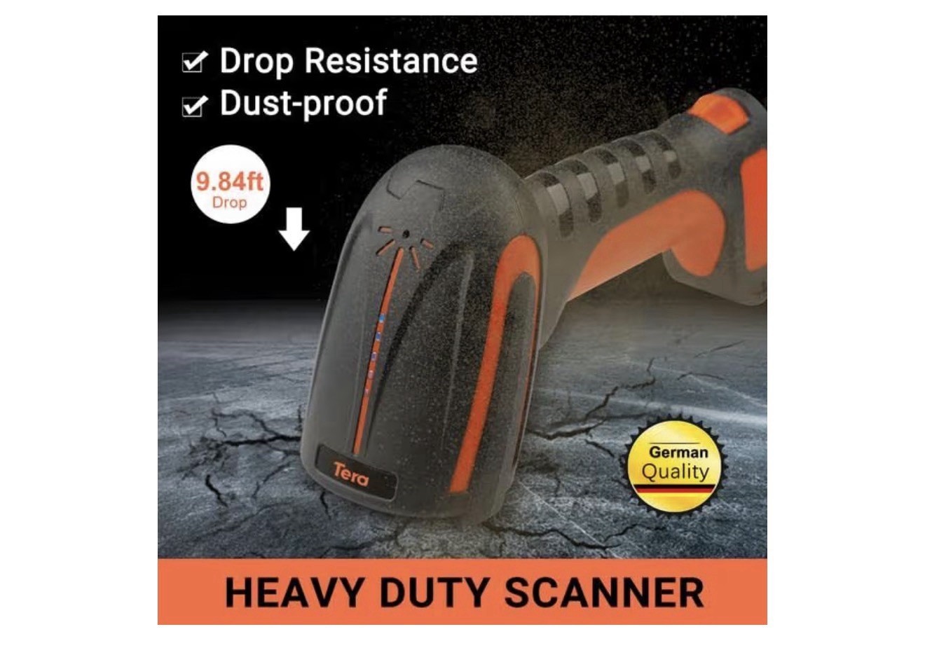 TERA 1D,2D,QR Wireless BLUETOOTH Barcode Scanner – Orange