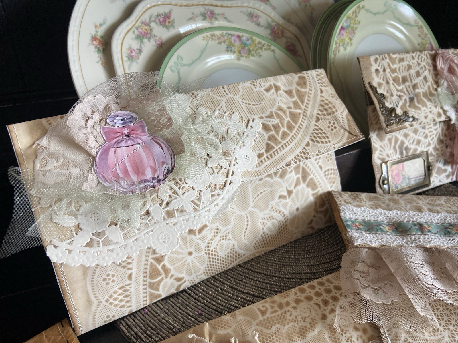 Love Letter Junk Journal Pouch Lot Of 7 Handmade Shabby Chic