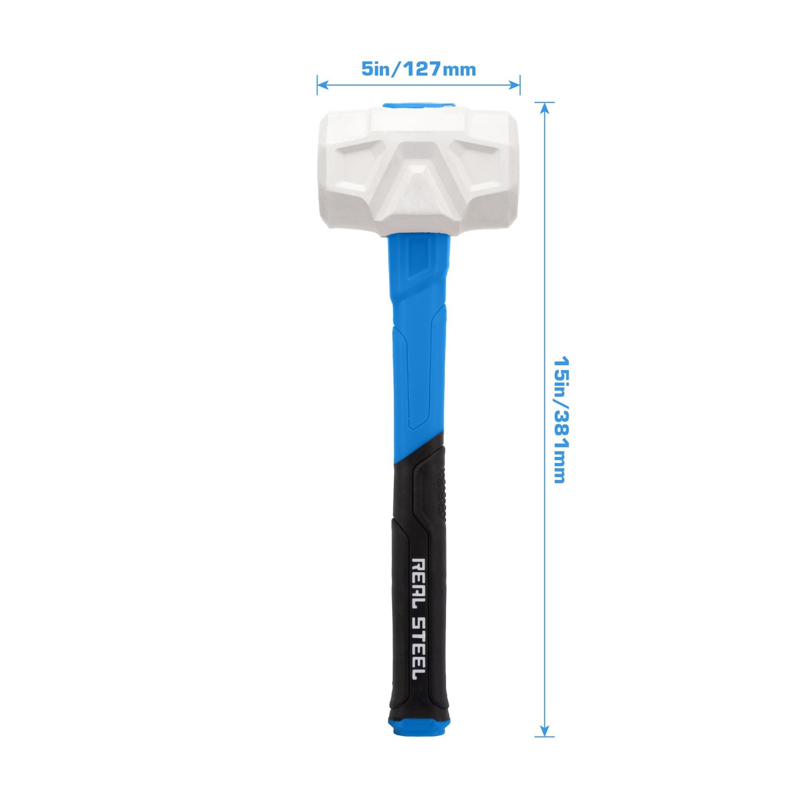 Real Steel Rubber Mallet Hammer 32 OZ White Rubber Hammer with Solid Head, Do…