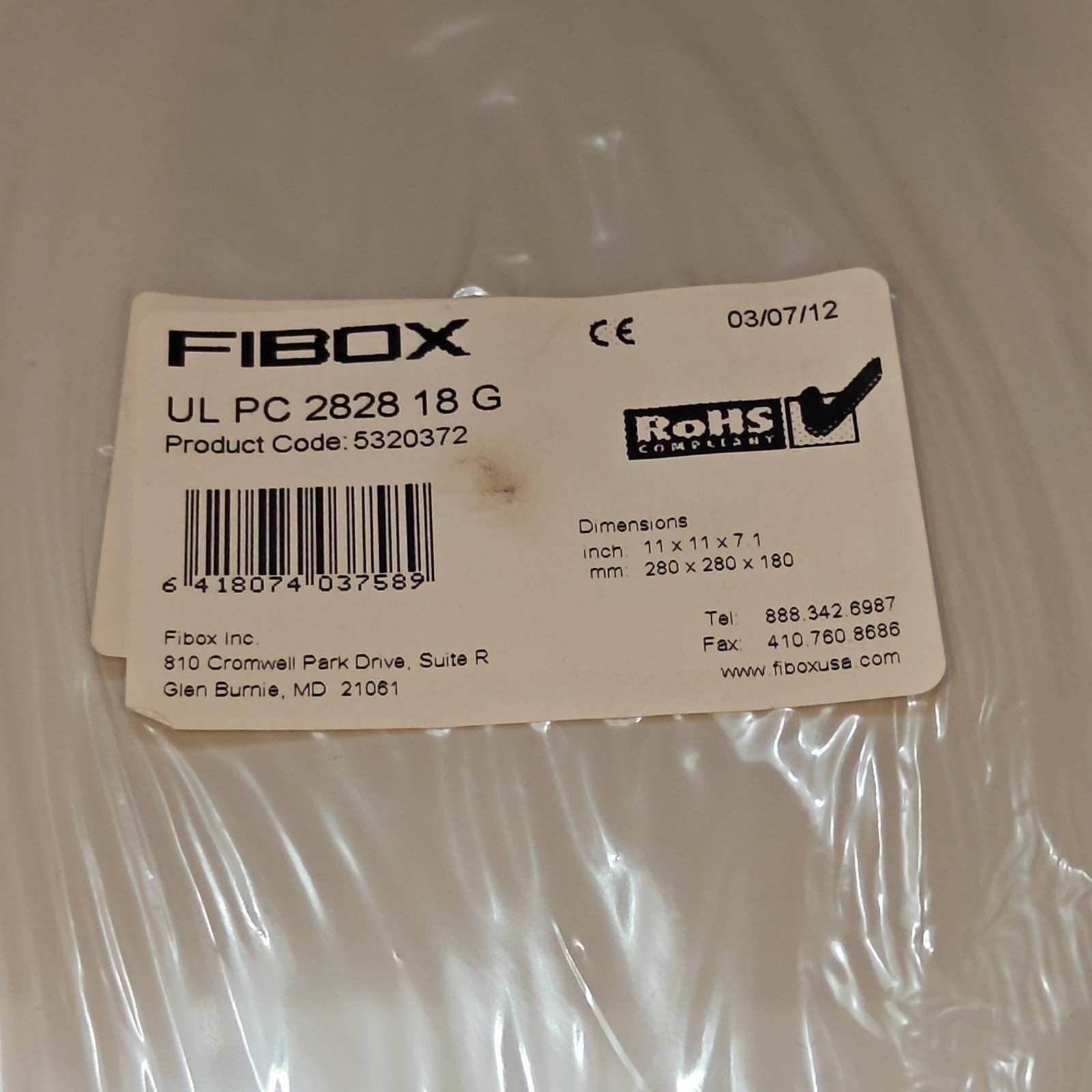 FIBOX UL PC 2828 18 G Plastic Electrical Enclosure, 11 x 11 x 7.1″, Has Stain