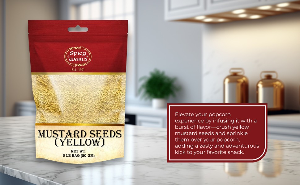 Yellow Mustard Seeds Bulk, 5-Pounds