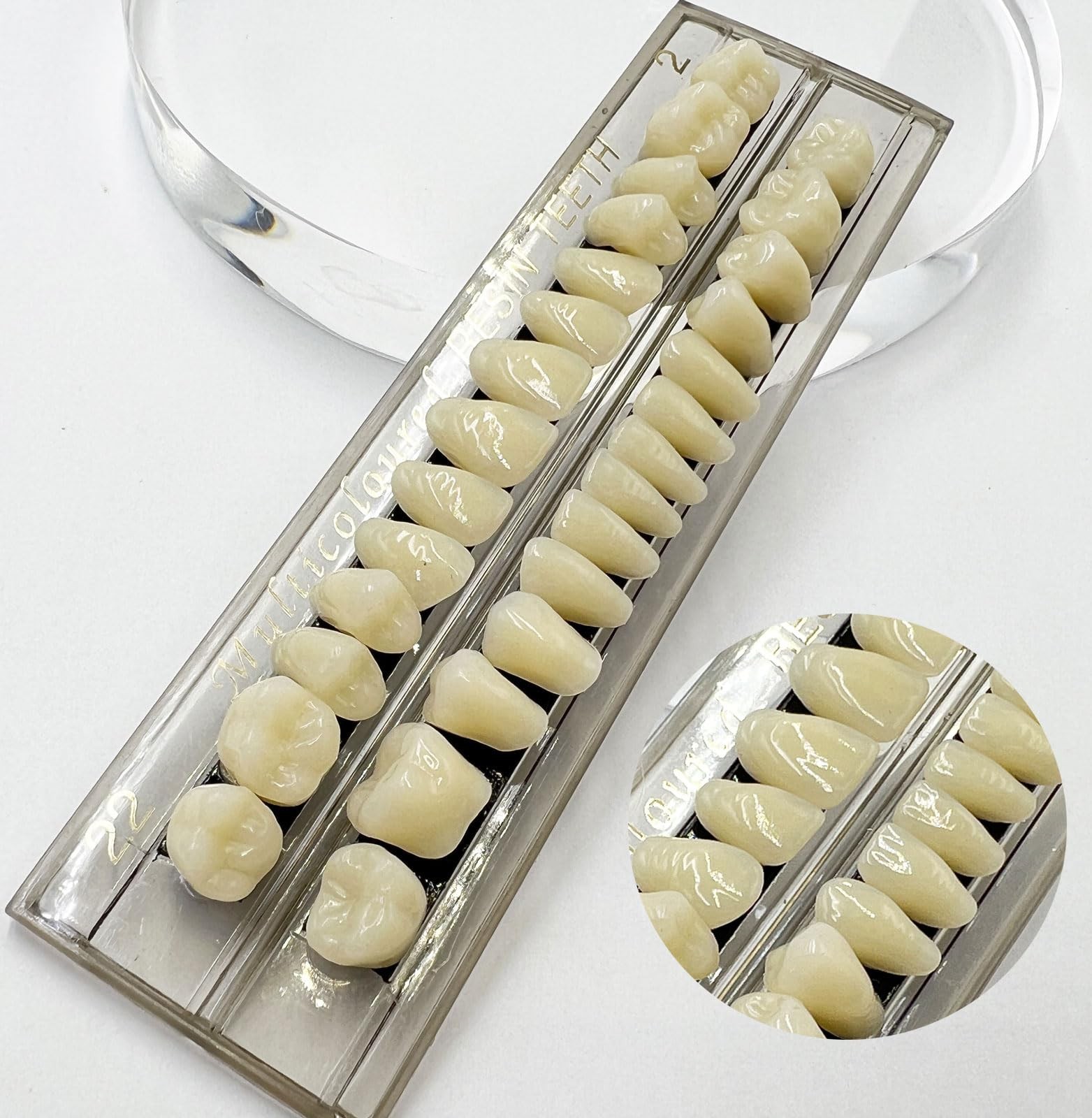 56 Pcs False Teeth Fake 2 Sets Synthetic Resin Dental Tooth, 22 A2