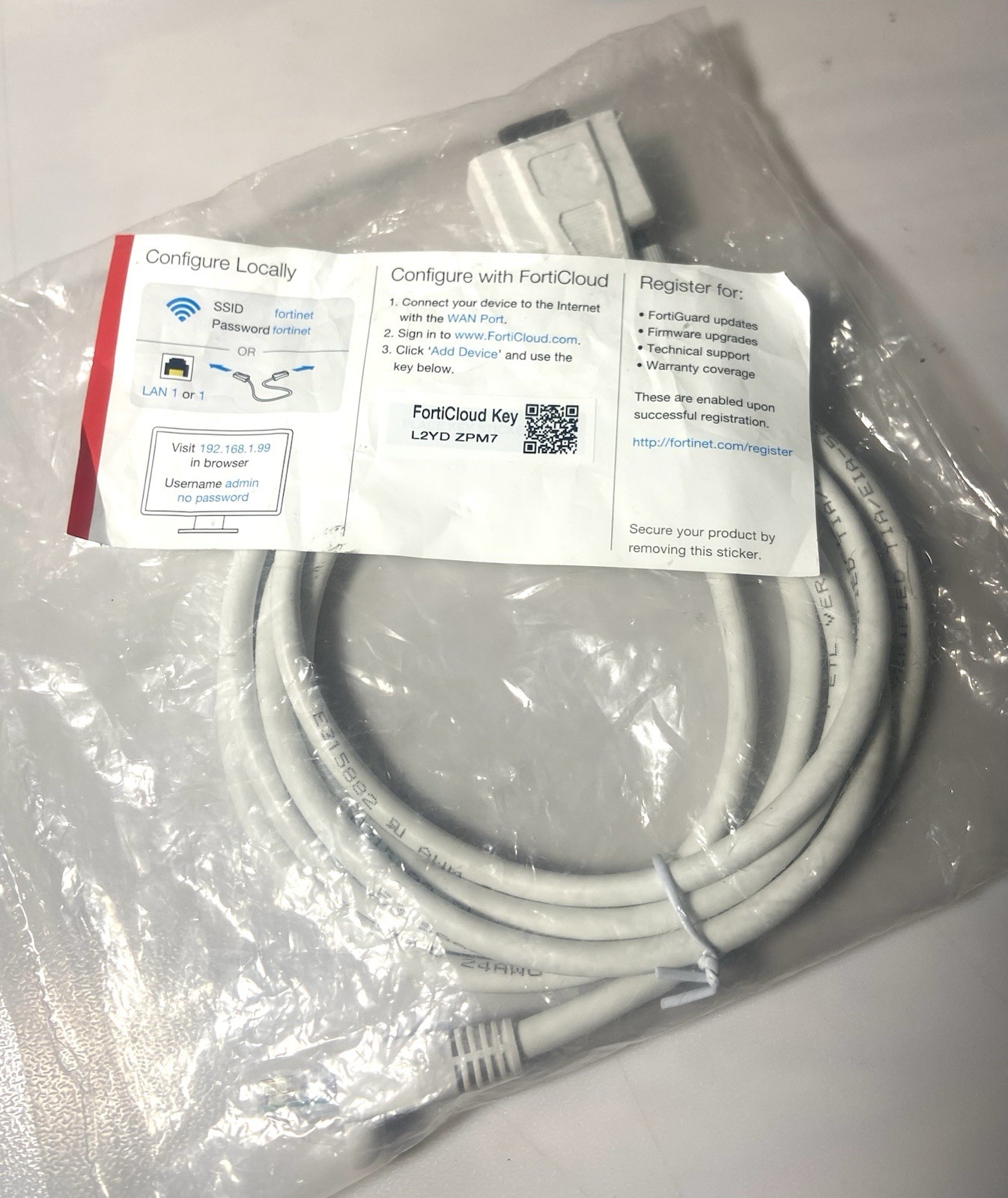 E315882 CAT5.E Patch Cable, 24awg, Forti gate Console Cable 6FT, Forti net Cable