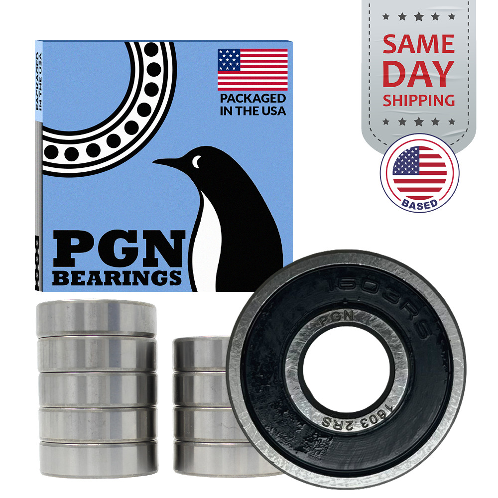 PGN (10 Pack) 1604-2RS Bearing – Lubricated Chrome Steel Sealed Ball Bearing