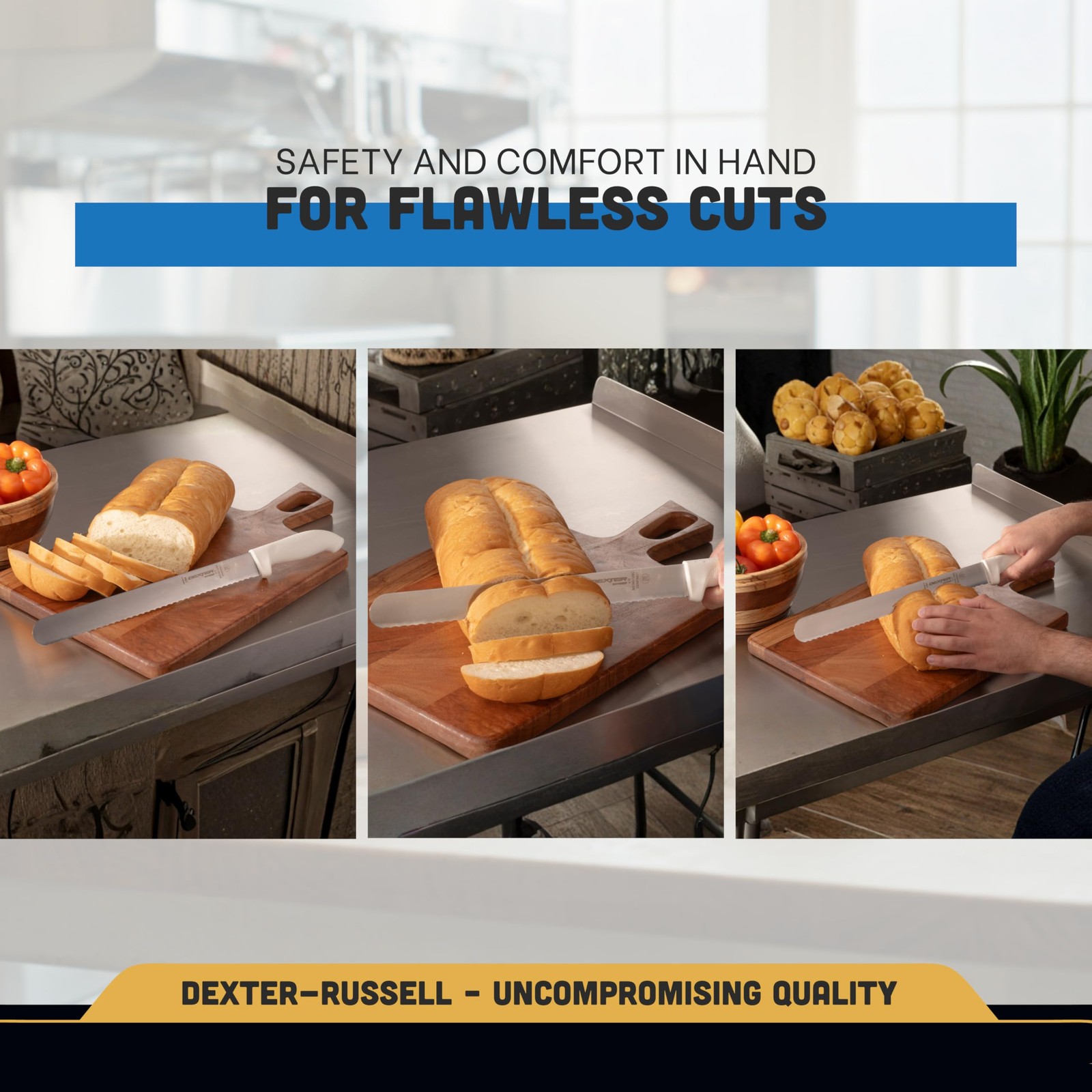 Dexter-Russell Sofgrip 12 Scalloped Roast Slicer Dexsteel Soft Rubber Grip Nsf
