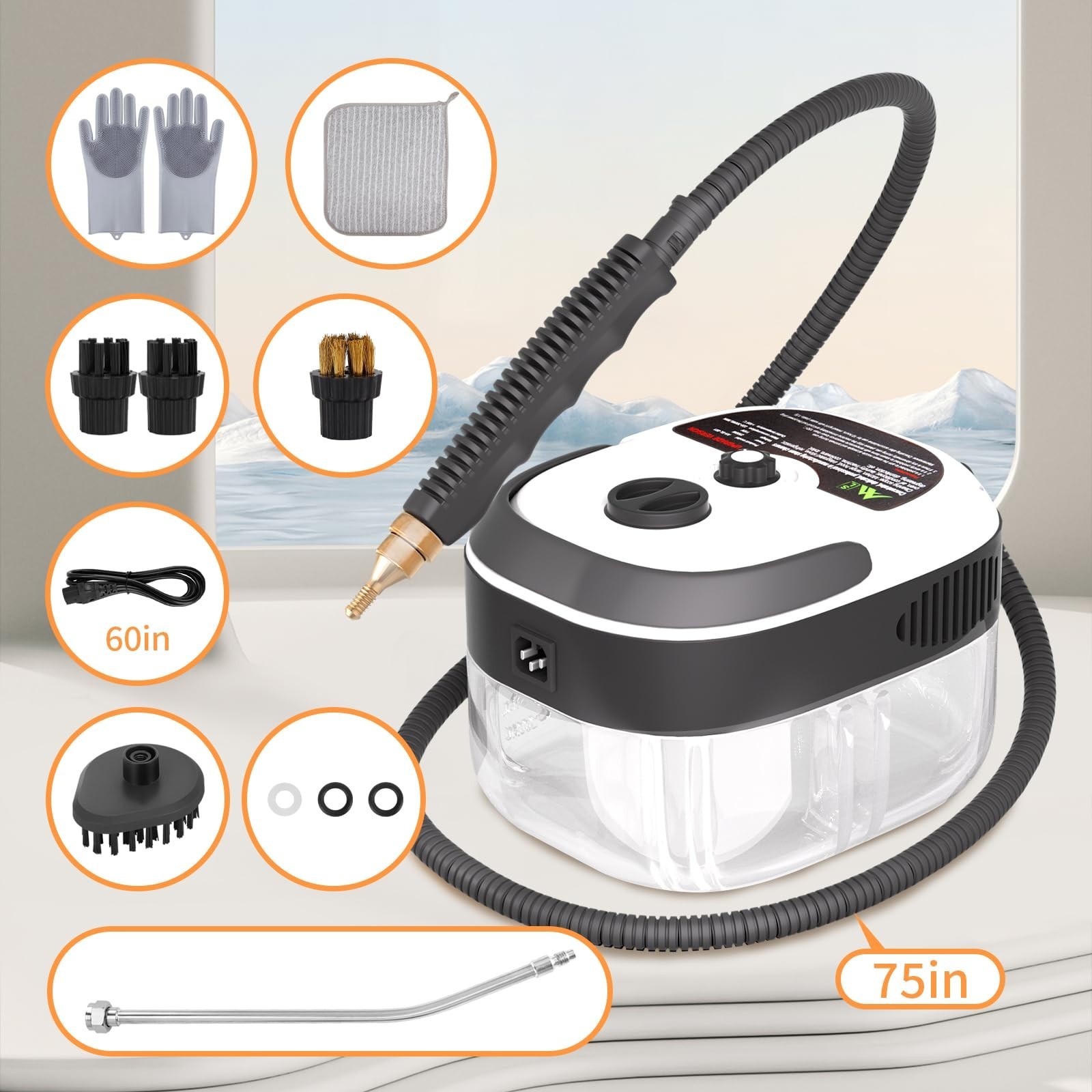 STRCEAT Handheld Pressurized Steam Cleaner,2500W Handheld High Temp Portable …