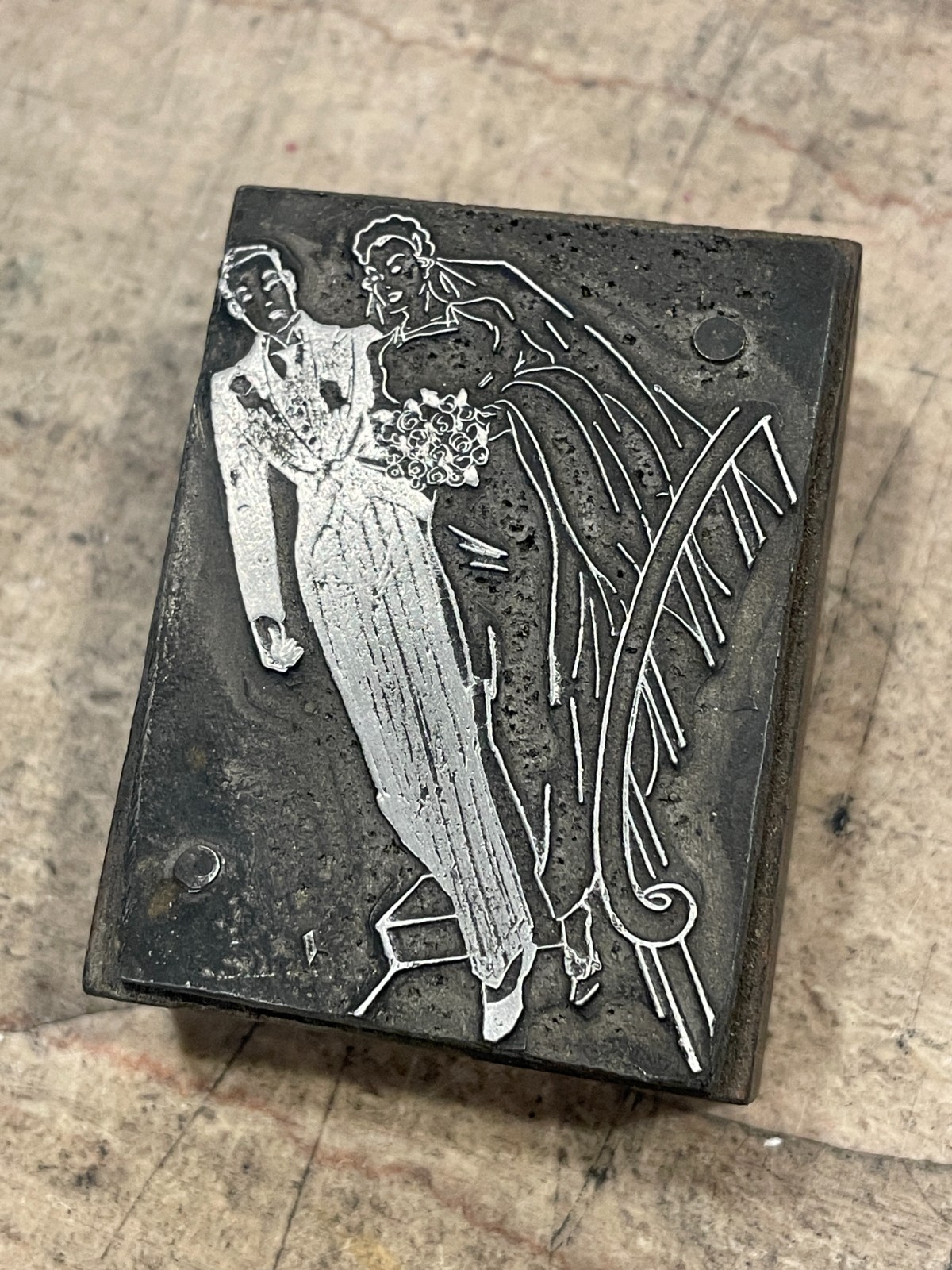 Printing Letterpress Printers Block Bride And Groom / Wedding Dress (1602)