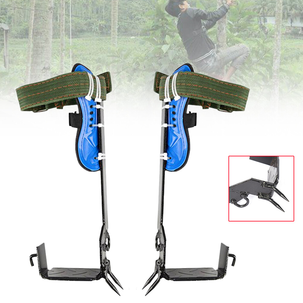 Tree/Pole Climbing Spike Set Safety Belt Rope Lanyard w/ Carabiner 2 Gear Hook