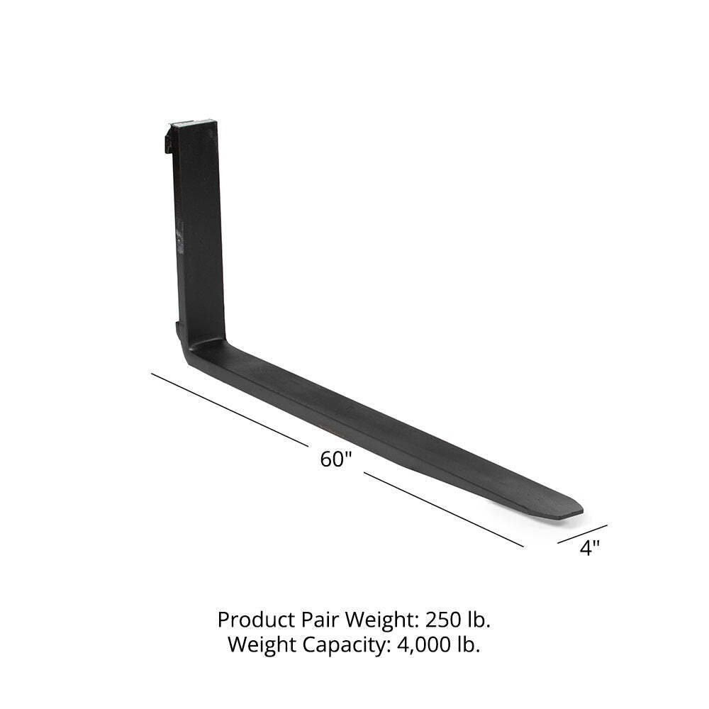 Titan Attachments 60″ Pallet Fork Blades, 4,000 LB Load Capacity, Class II Blade