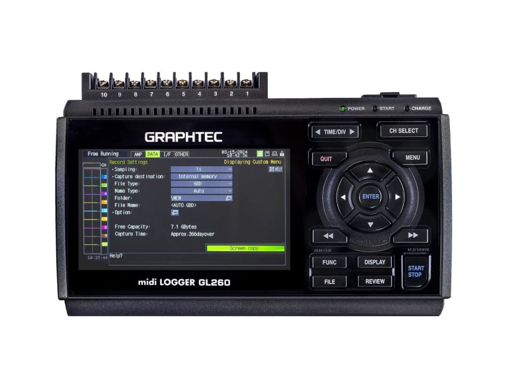 Graphtec GL260 – Midi Data Logger (10 Channels, 4.3in TFT Display)