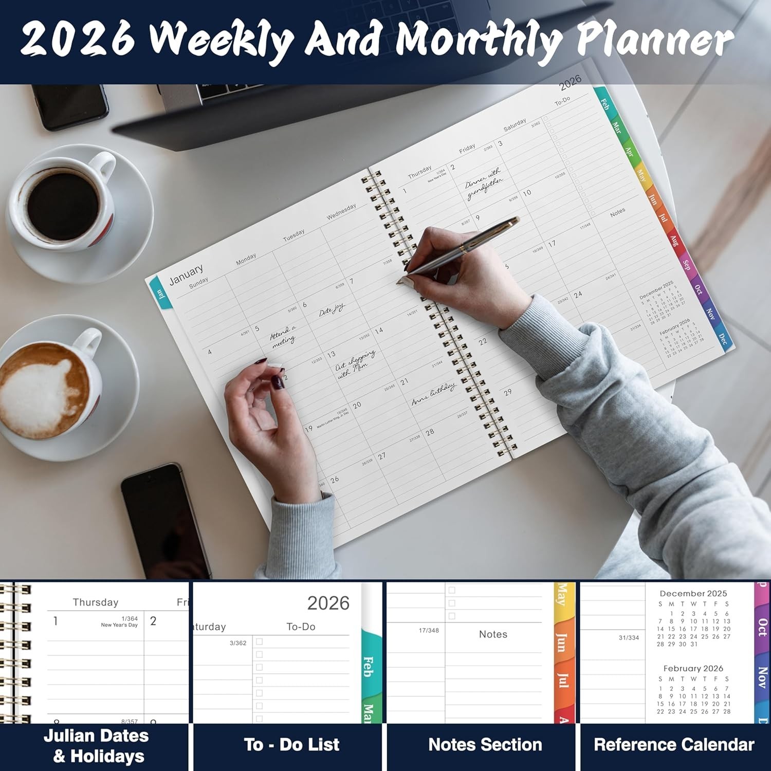 2026 Planner – 2026 Planner Weekly and Monthly from Jan. 2026 – Dec. 2026, Calen