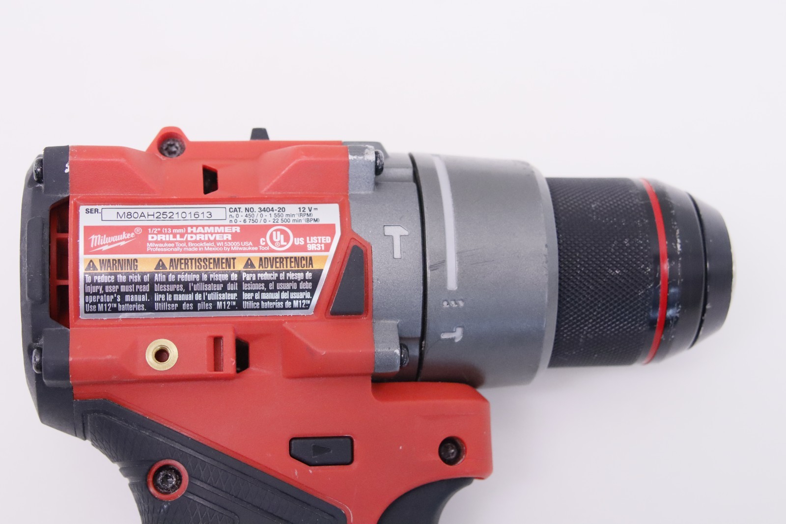 Milwaukee 3404-20 1/2″ M12 Hammer Fuel Brushless Drill Driver Gen 3 Tool Only