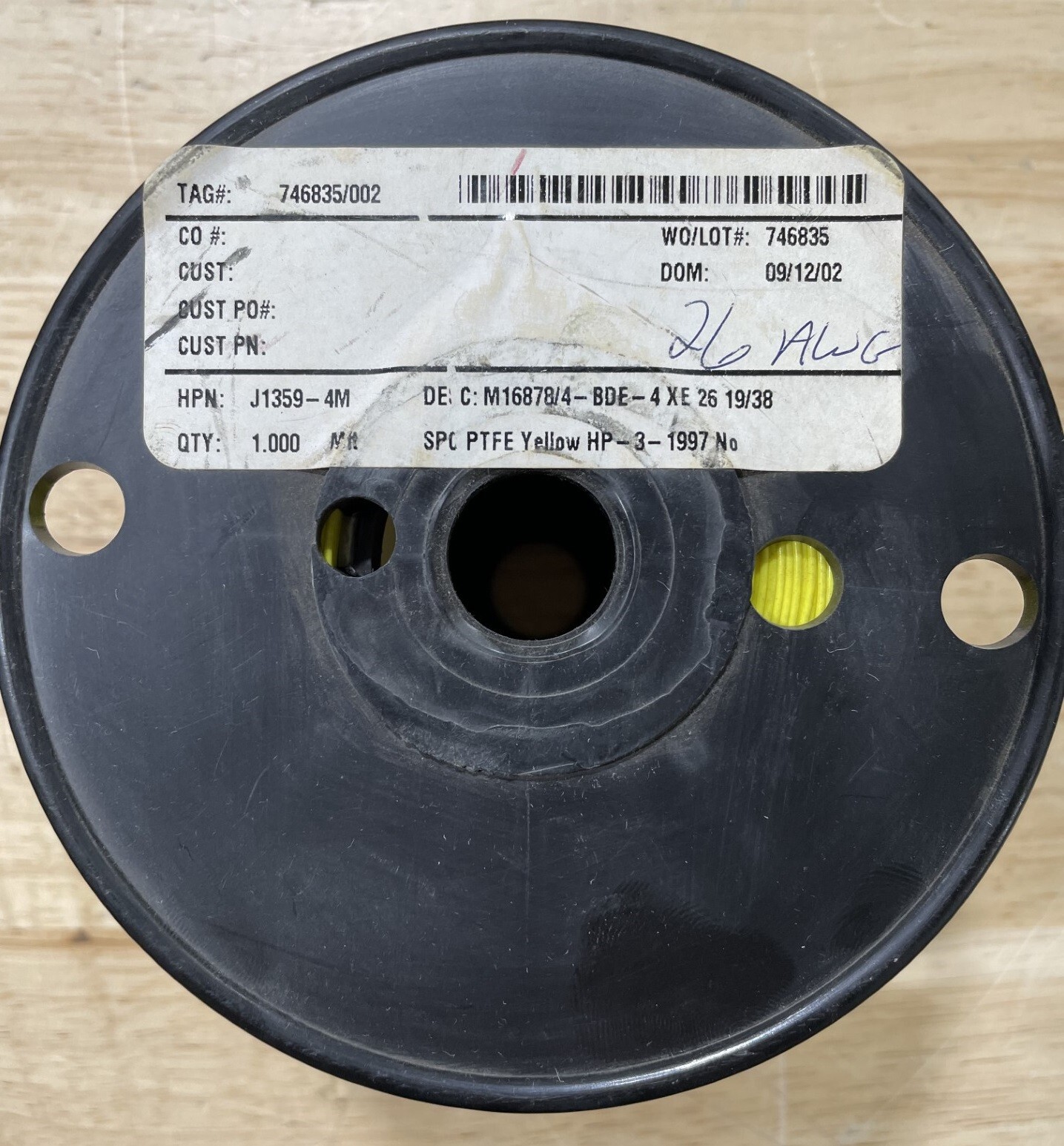 Anixter M16878/4-BDE-4 XE 19/38 Lead Wire, Type E, 26AWG, 600V, 1000′ Yellow