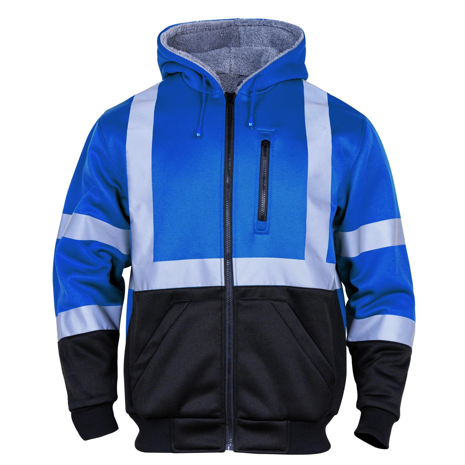 FONIRRA Men’s Hi Vis Hoodie Reflective ANSI Class 3 Wool Fleece Safety Sweats…