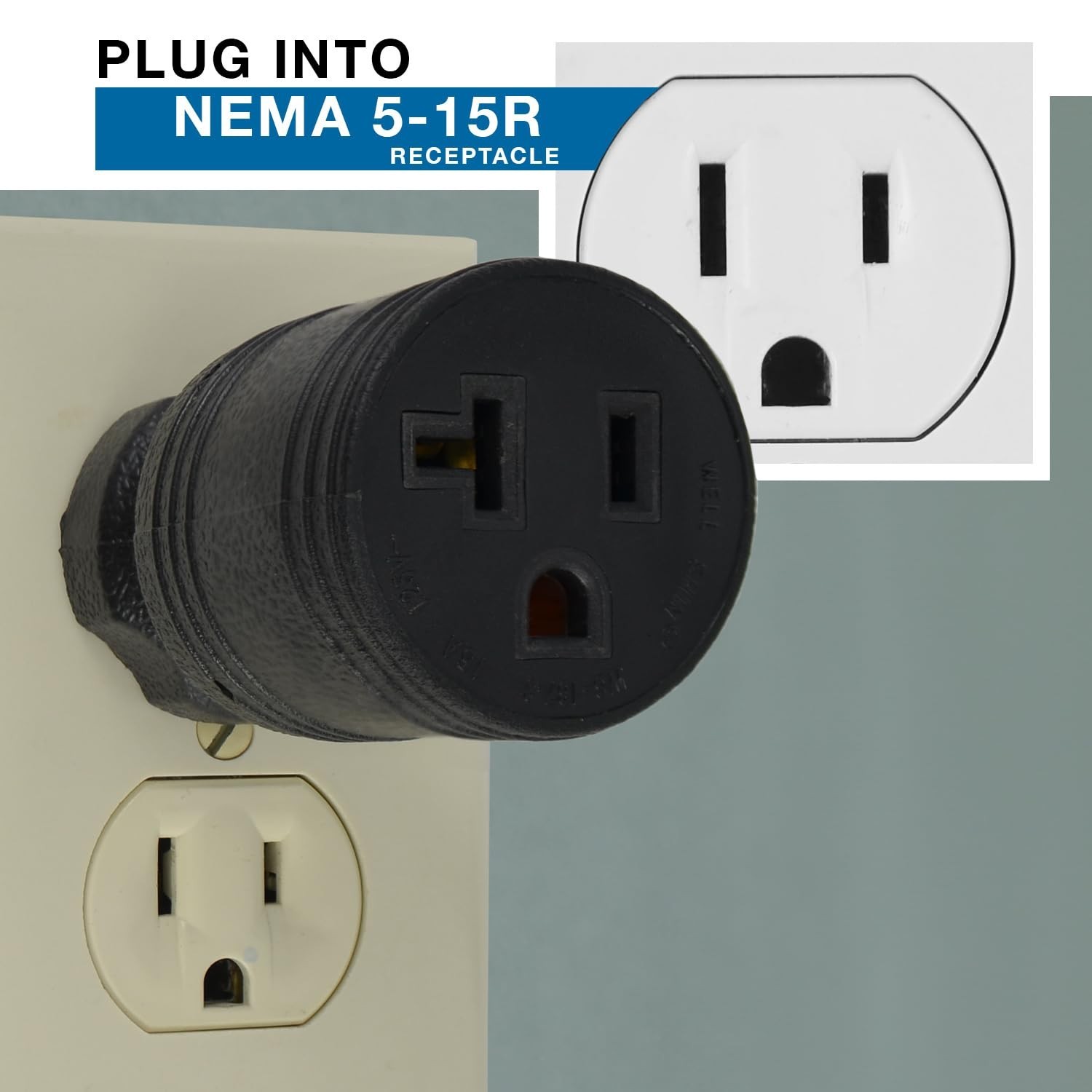Conntek 3-30129(3-Pack) NEMA 5-15P to NEMA 5-15/20R Plug Adapter 15-Amp to 15…