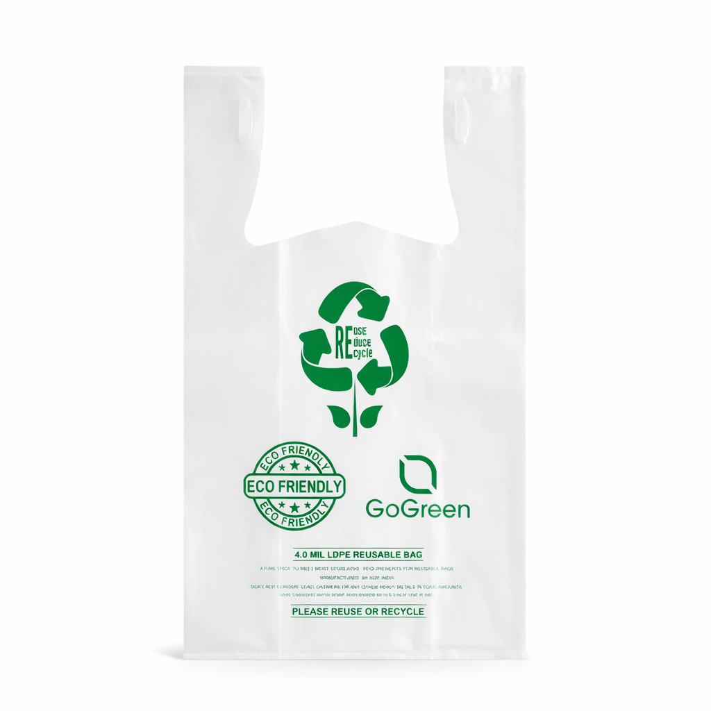 1/6 Clear Reusable T-Shirt Bags 3 Mil Extra Heavy Duty 11.5×6.5×21 Bulk Qty