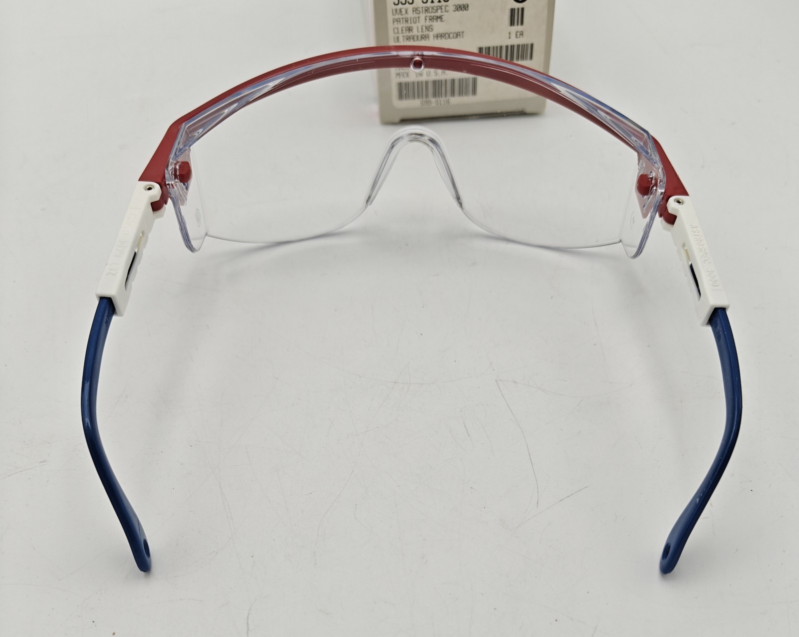 New! NOS UVEX Astrospec 3000 Patriot Frame Clear Lens Safety Glasses Made In USA