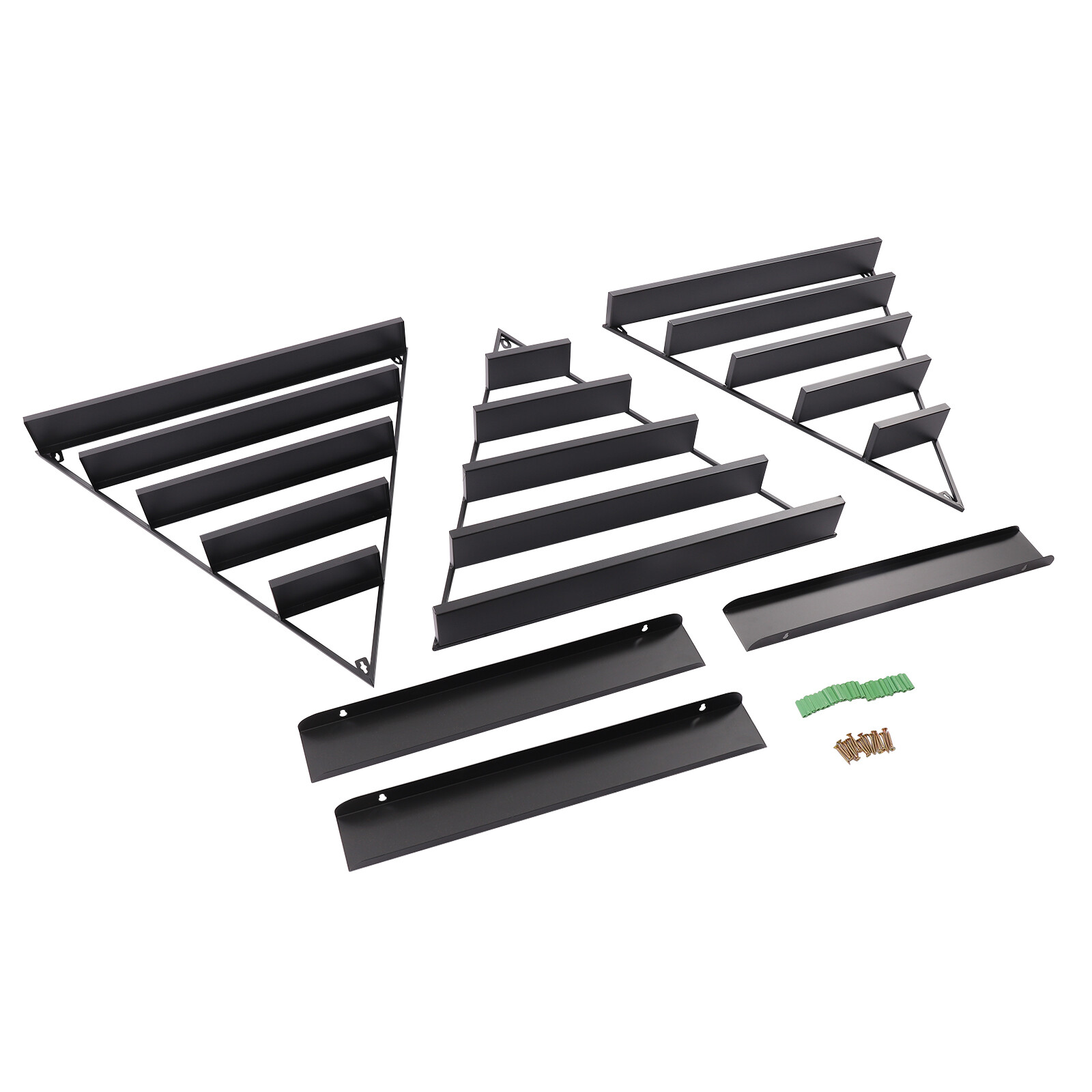 5 Tiers Metal Triangle Nail Polish Display Racks Black Wall-Mounting Shelf Kit