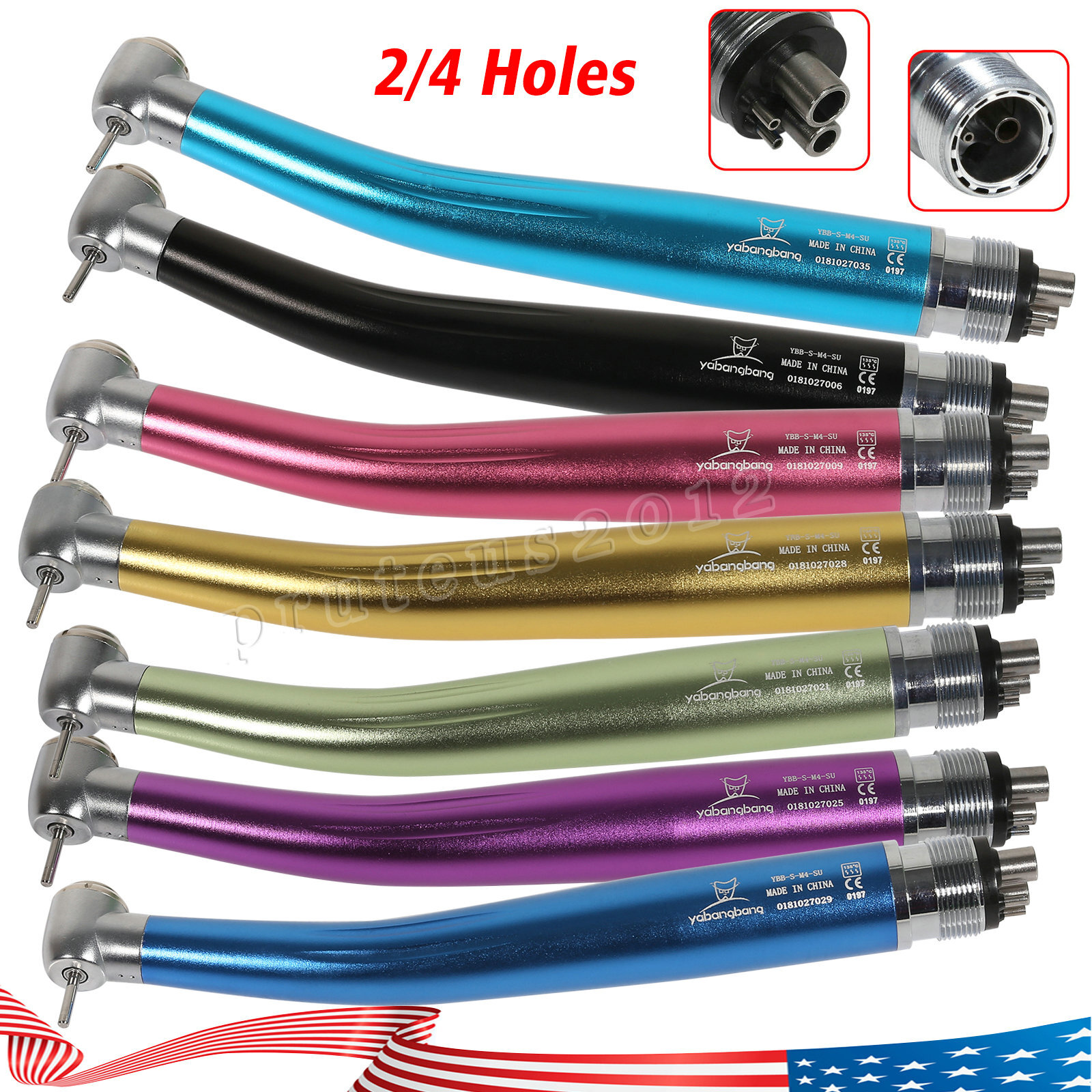 NSK Style Dental High/Low Speed Handpiece Push Button 4/2 Holes Colors