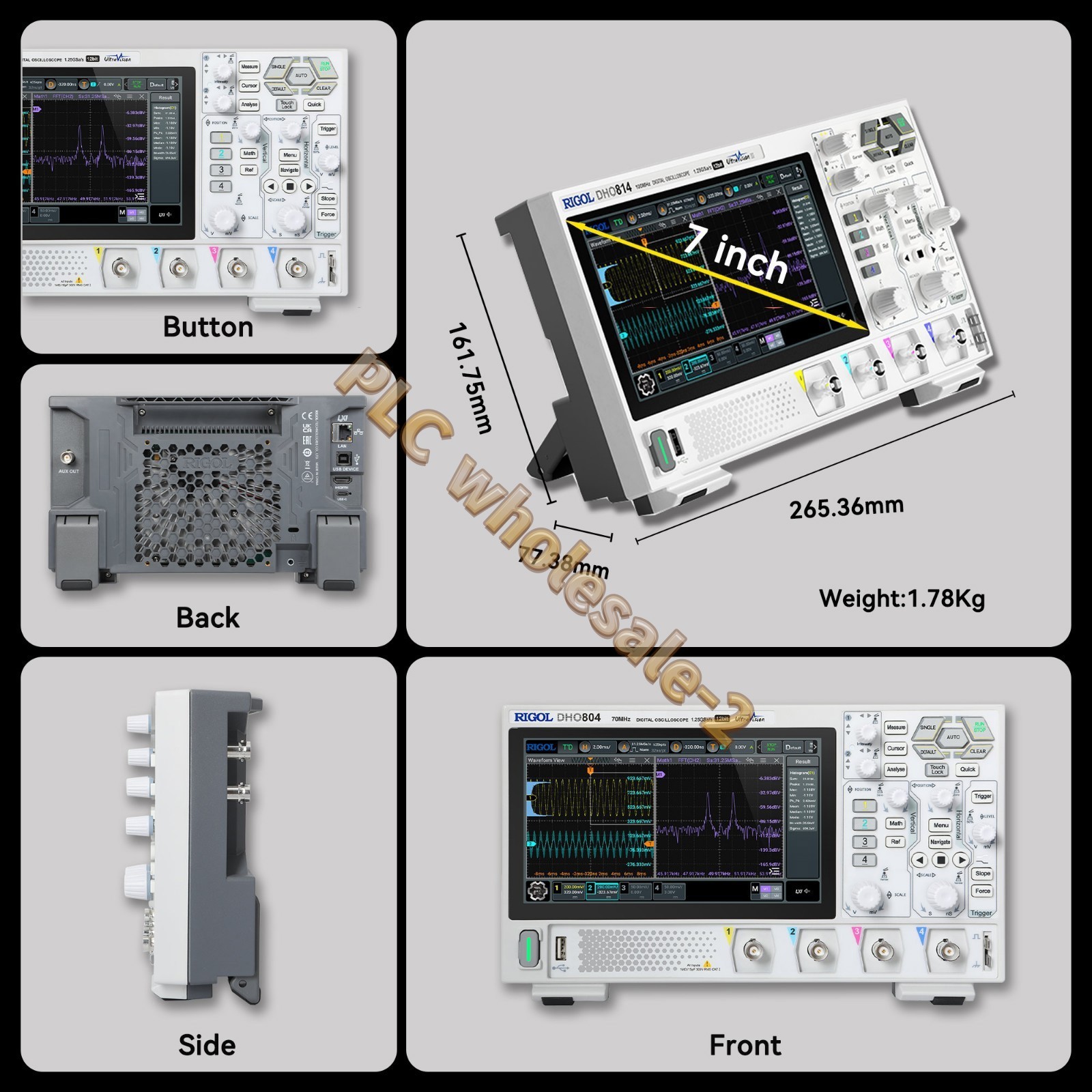 RIGOL DHO804 70MHz 4-Channel 12Bit Digital Oscilloscope with 4PCS 150MHz Probes