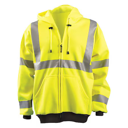 Occunomix Lux-Hzswt-Yl Unisex Hooded Sweatshirt, Polyester, Zipper, Yellow, L