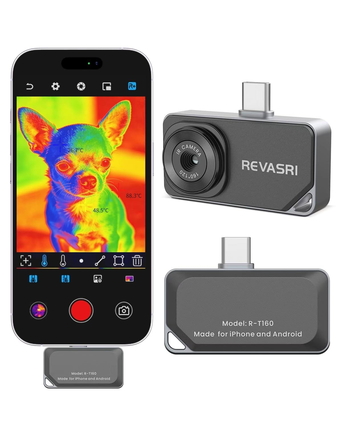REVASRI Thermal Camera for iPhone and Android, 320×240 Super IR Resolution Th…