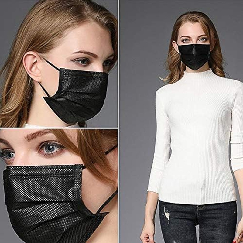 100Pcs Mascarillas Desechables Negras Cubierta De Mascarilla De Seguridad De…
