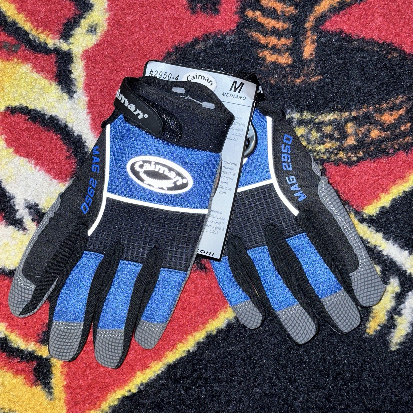 Caiman #2950-4 Synthetic Leather Padded Palm Grip Mechanics Gloves Size Medium