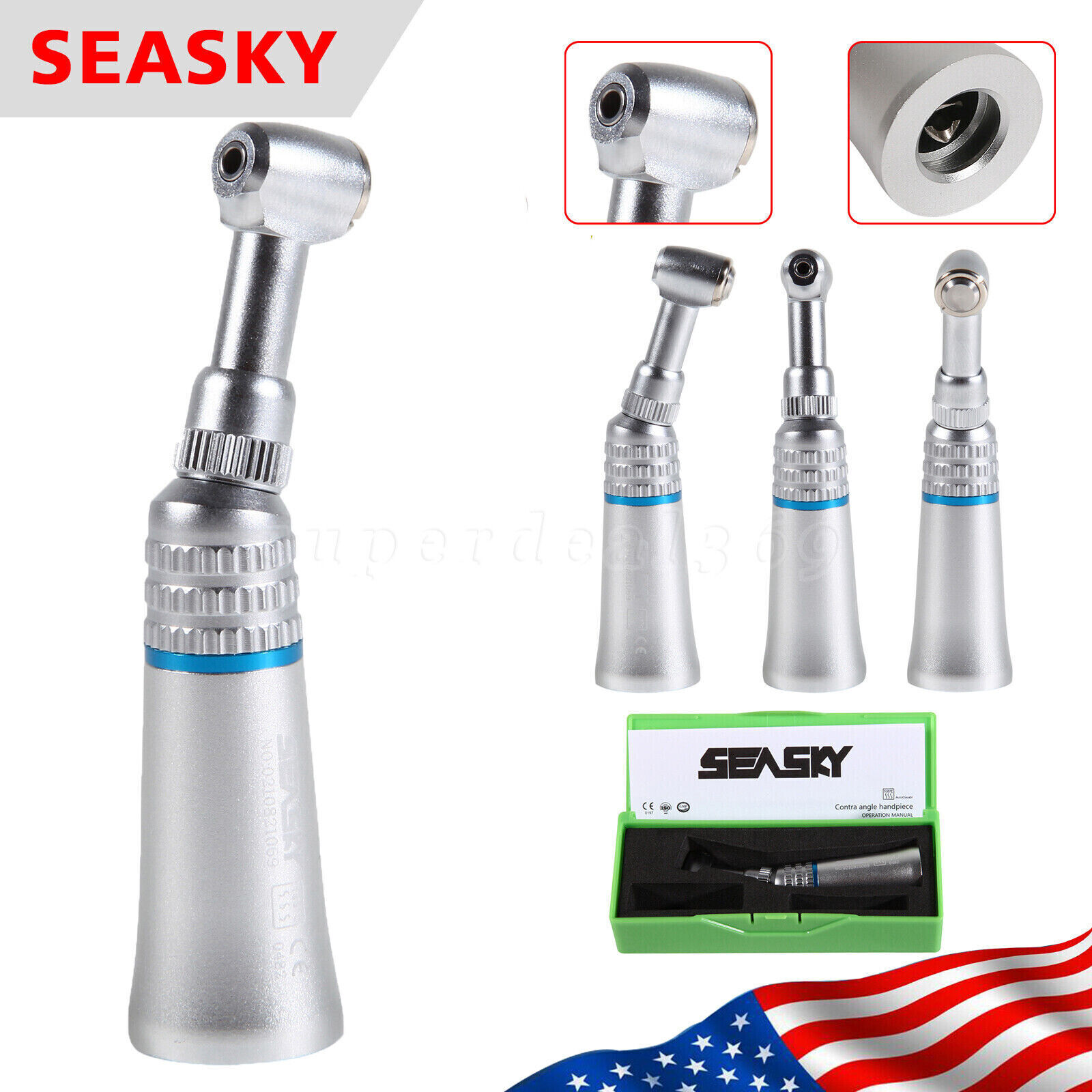 NSK Style Dental Slow Low Speed Contra Angle Handpiece Push Button E-type SEASKY