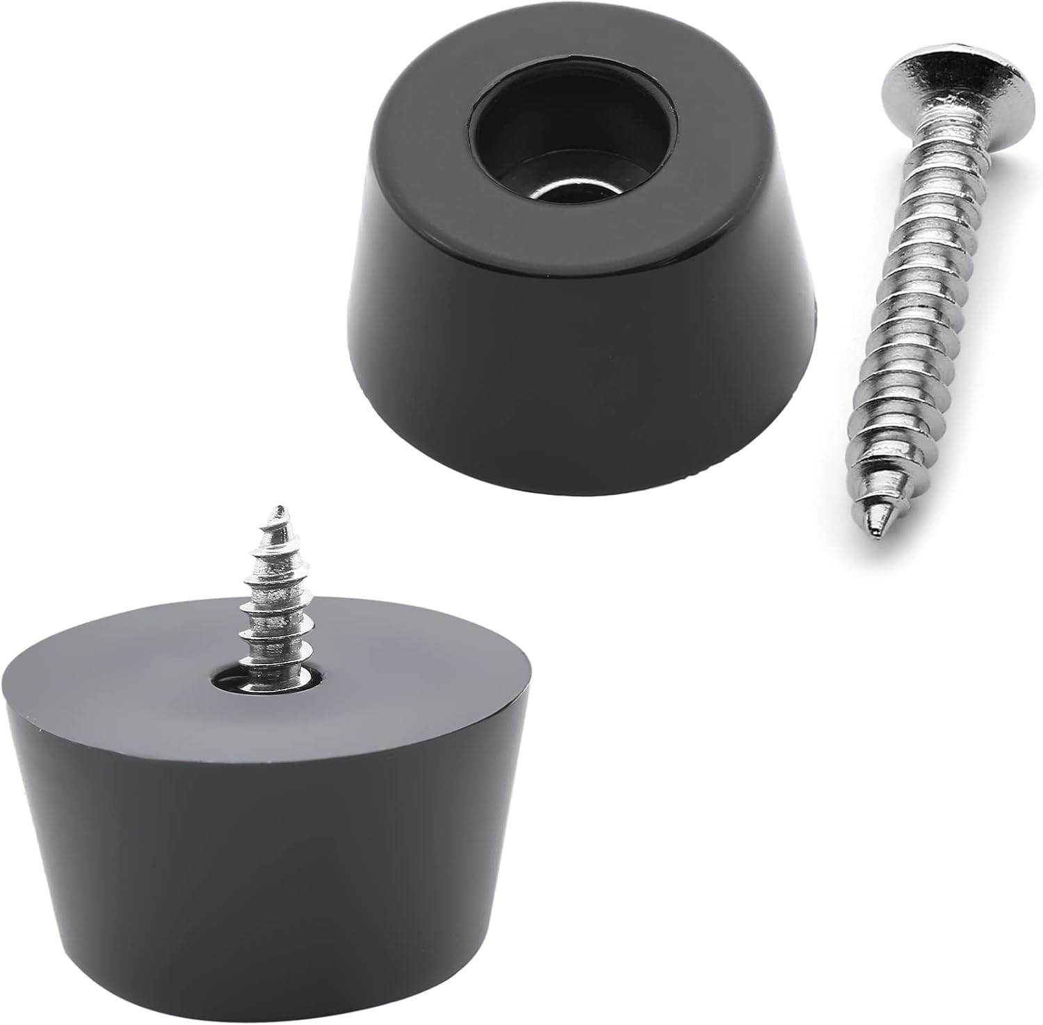 60 PCS 3/4 W x 7/16 H Black Round Rubber Feet Bumpers with Screws Non-Slip