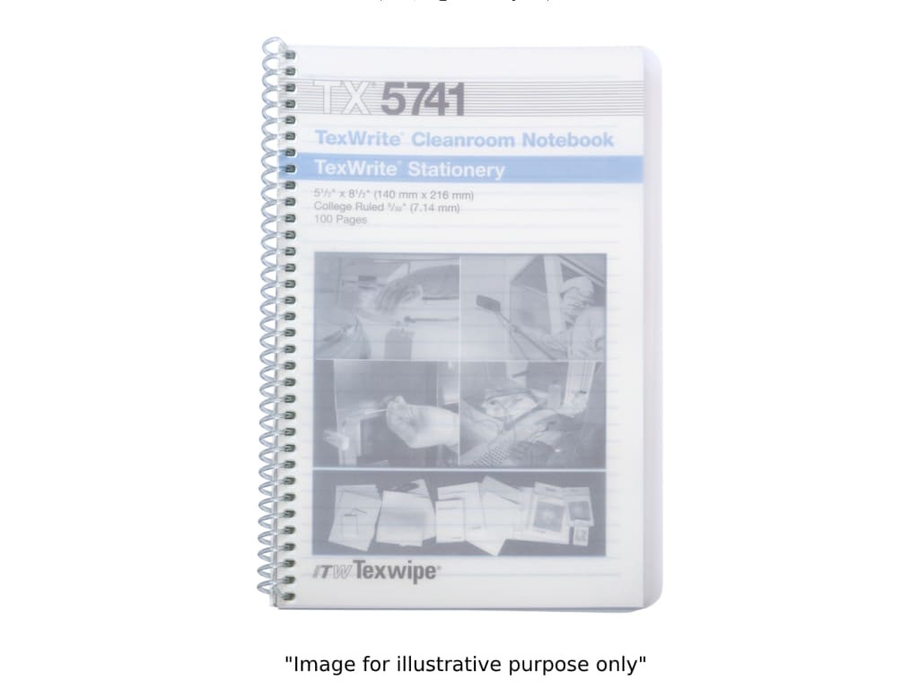 Texwipe TX5741 – TexWrite Cleanroom spiral notebook, 5.5 inch x 8.5 inch, 10/box