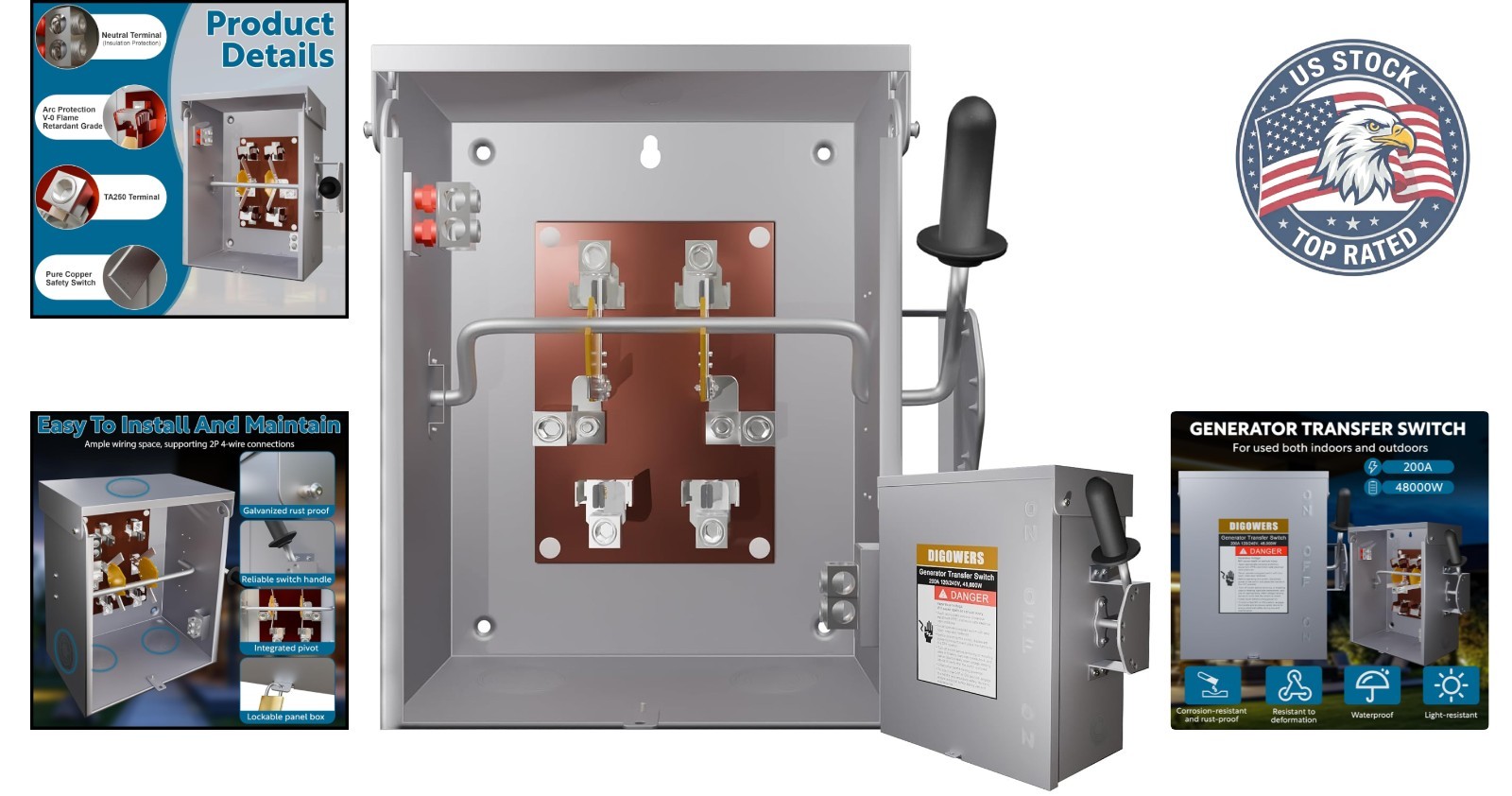 Professional 200 Amp Transfer Switch – Durable, NEMA 3R Rated for Indoor/Outdoor