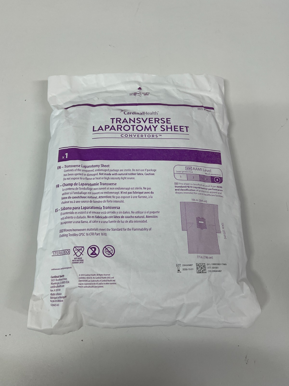 Cardinal Health Transverse Laparotomy Sheet 29421 Exp.2030-10 (*EE30)