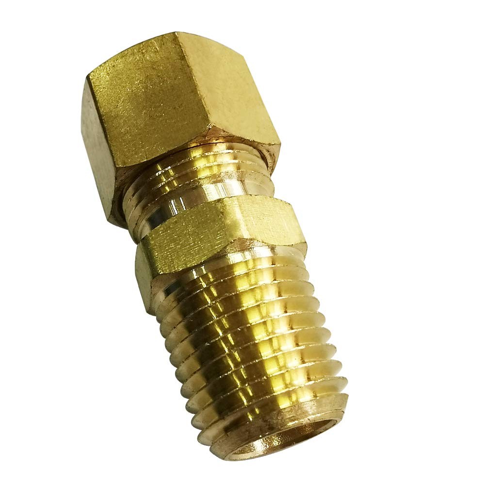 Brass Compression Fitting, Male Adapter, 1/8″ Tube OD x 1/8″ NPT Male, Pack of 2