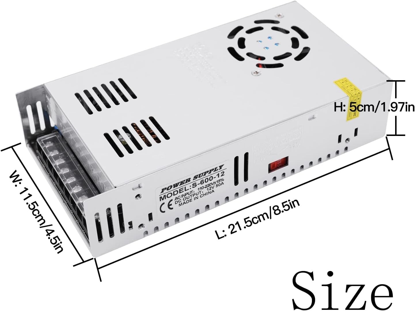 Stable 12V 50A 600W Universal Power Supply – Ideal for LED Strips & 3D Printers