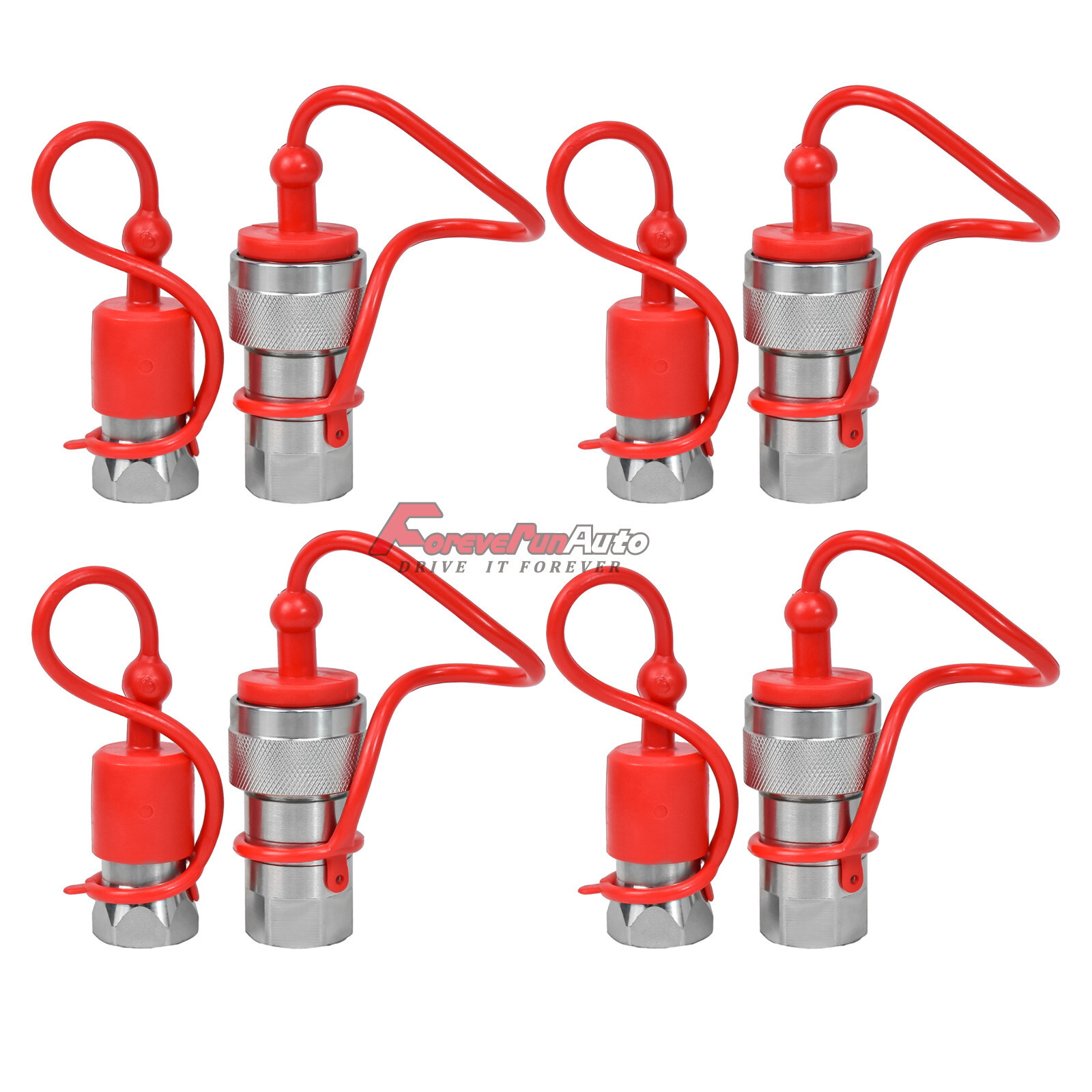 4 Sets 1/2″ Ag Poppet Pioneer Style Hydraulic Quick Connect Couplers Couplings