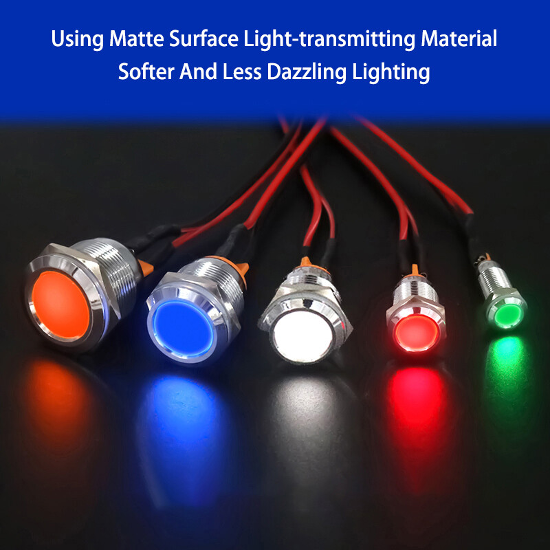 LED Indicator 8/12/16/19/22mm Waterproof Metal Pilot Dash Light Panel Lamp AC/DC