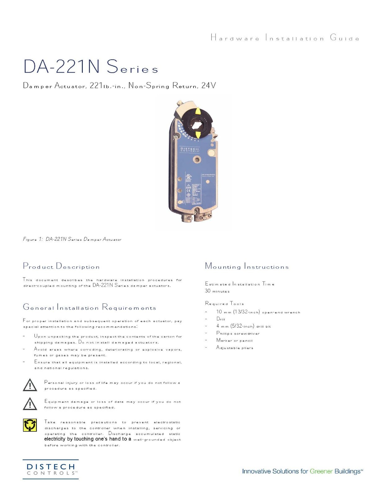 Distech DA-221N024PXXXP Damper Actuator **NEW IN BOX**