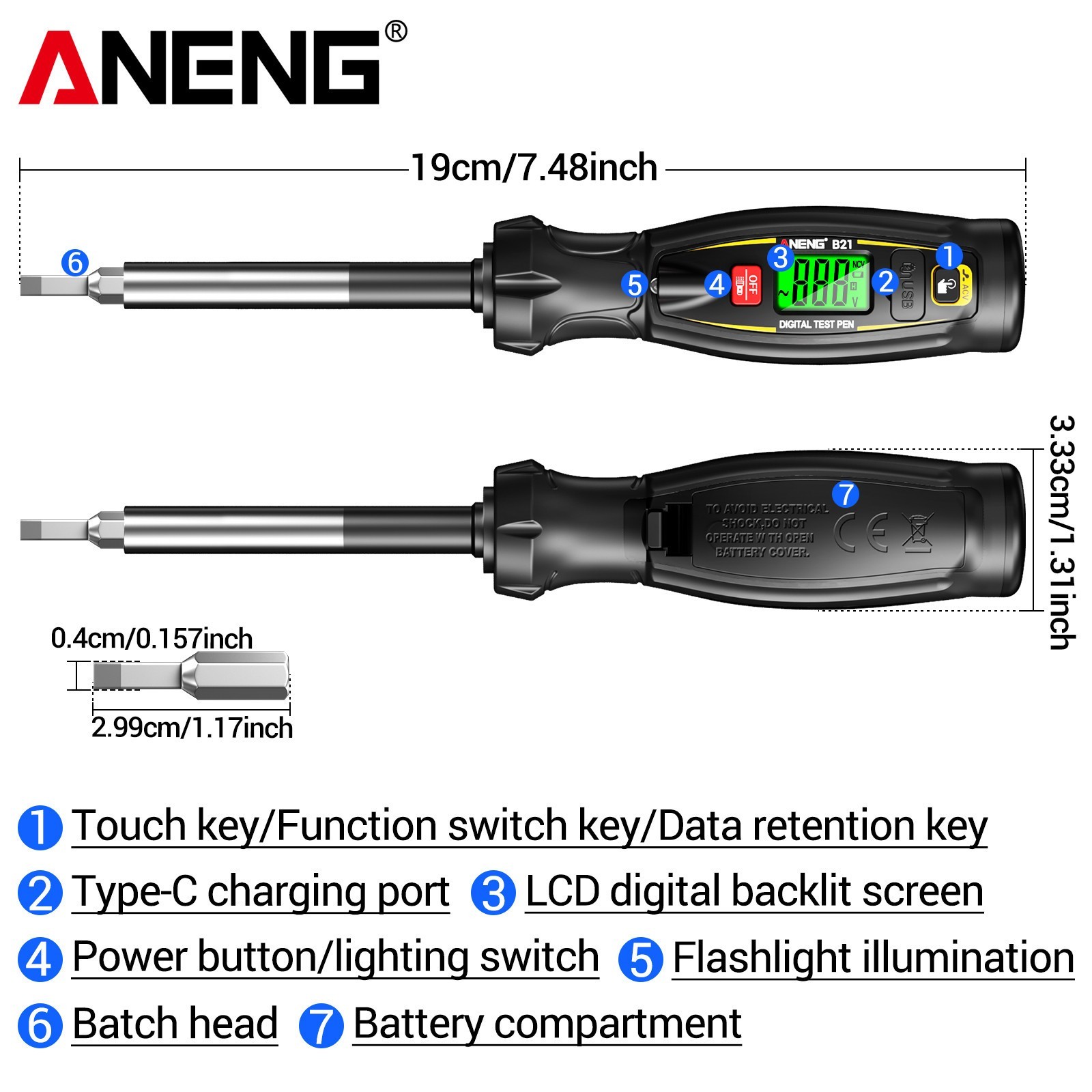 Digital Voltage Detector Tester CAT IV 600V Non Contact AC 30-1000V Rechargeable