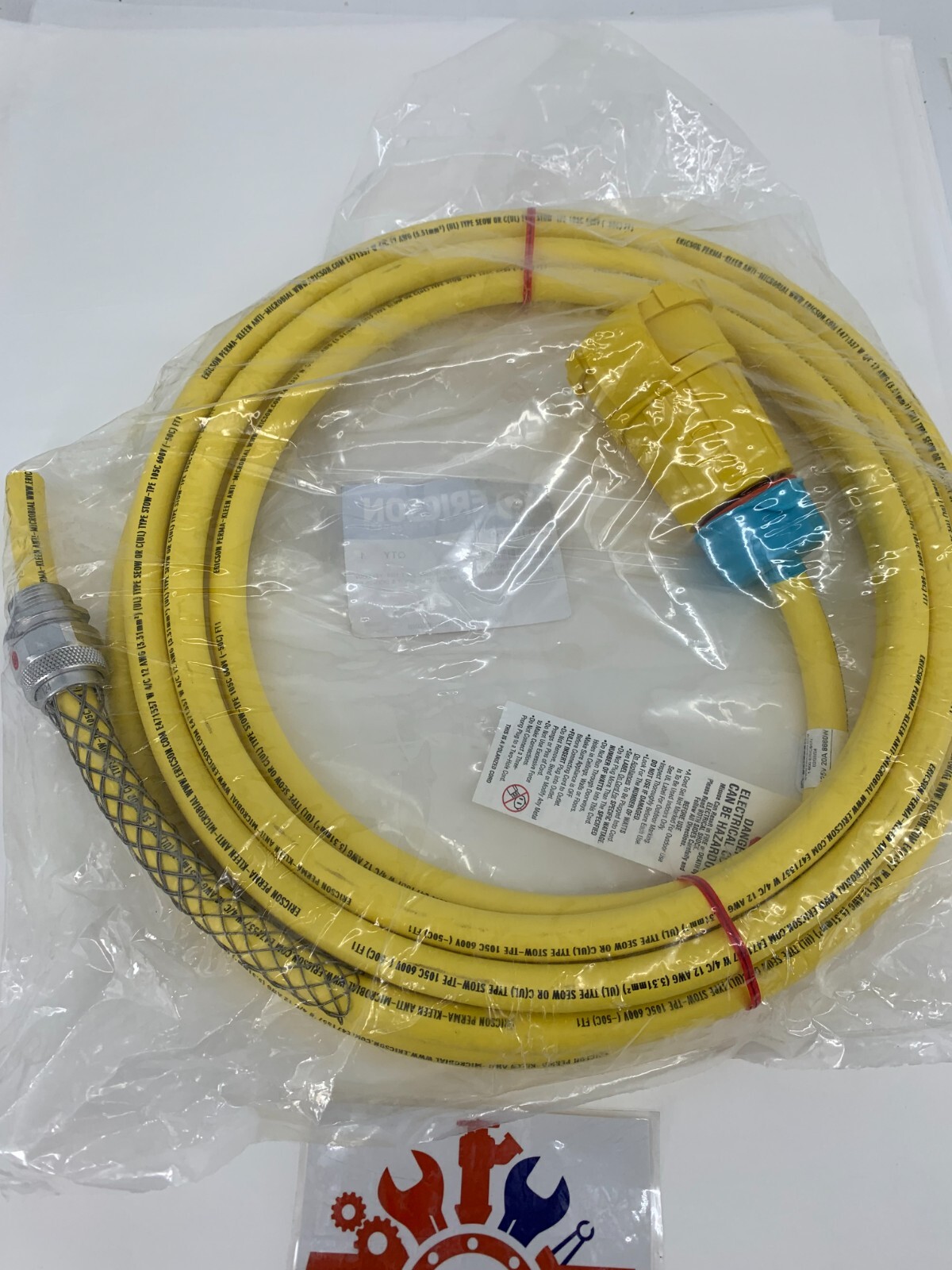 Ericson 24010255 Cord Drop Perma-Kleen Antimicrobial 20′ 12/4 Yellow Cable 125V